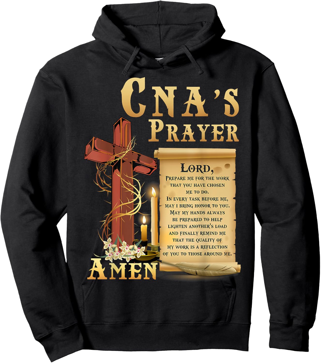 CNA Prayer Amen Certified Nursing Assistant Jesus Christian Hoodie - Hoodie | Black