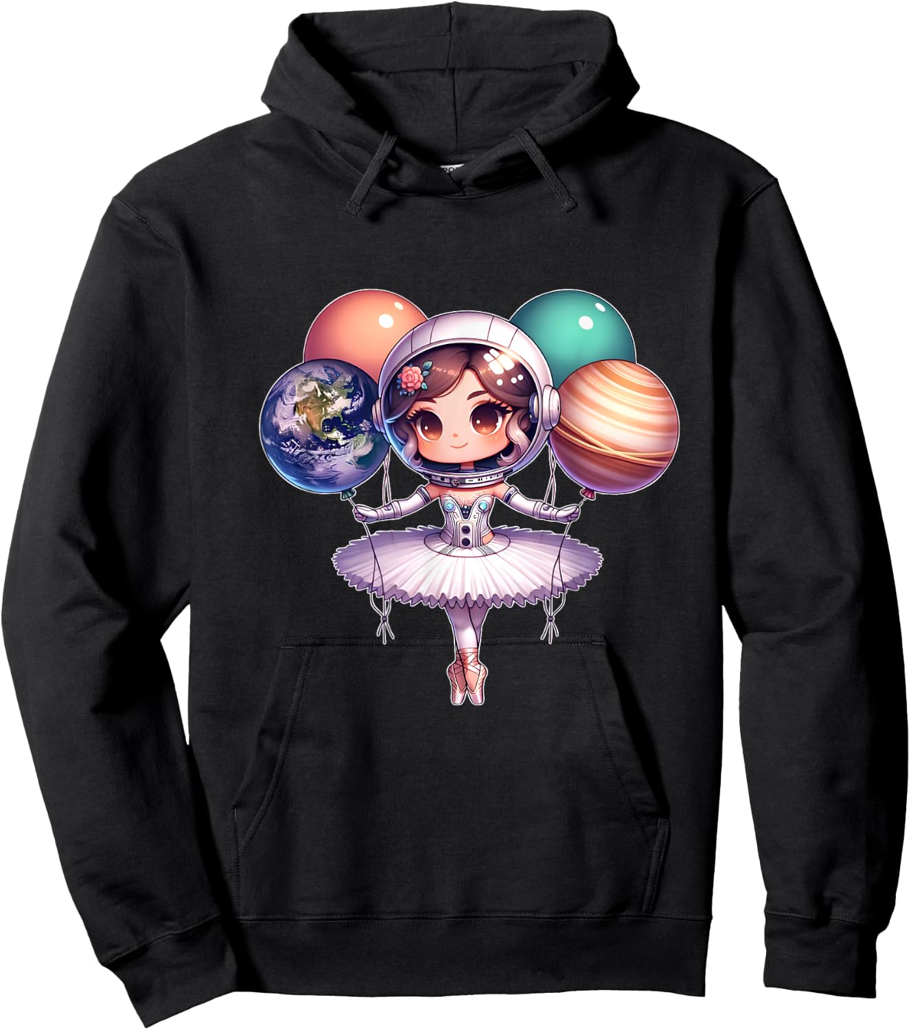 Cute ballerina girl space astronaut funny space ballons Hoodie - Hoodie | Black