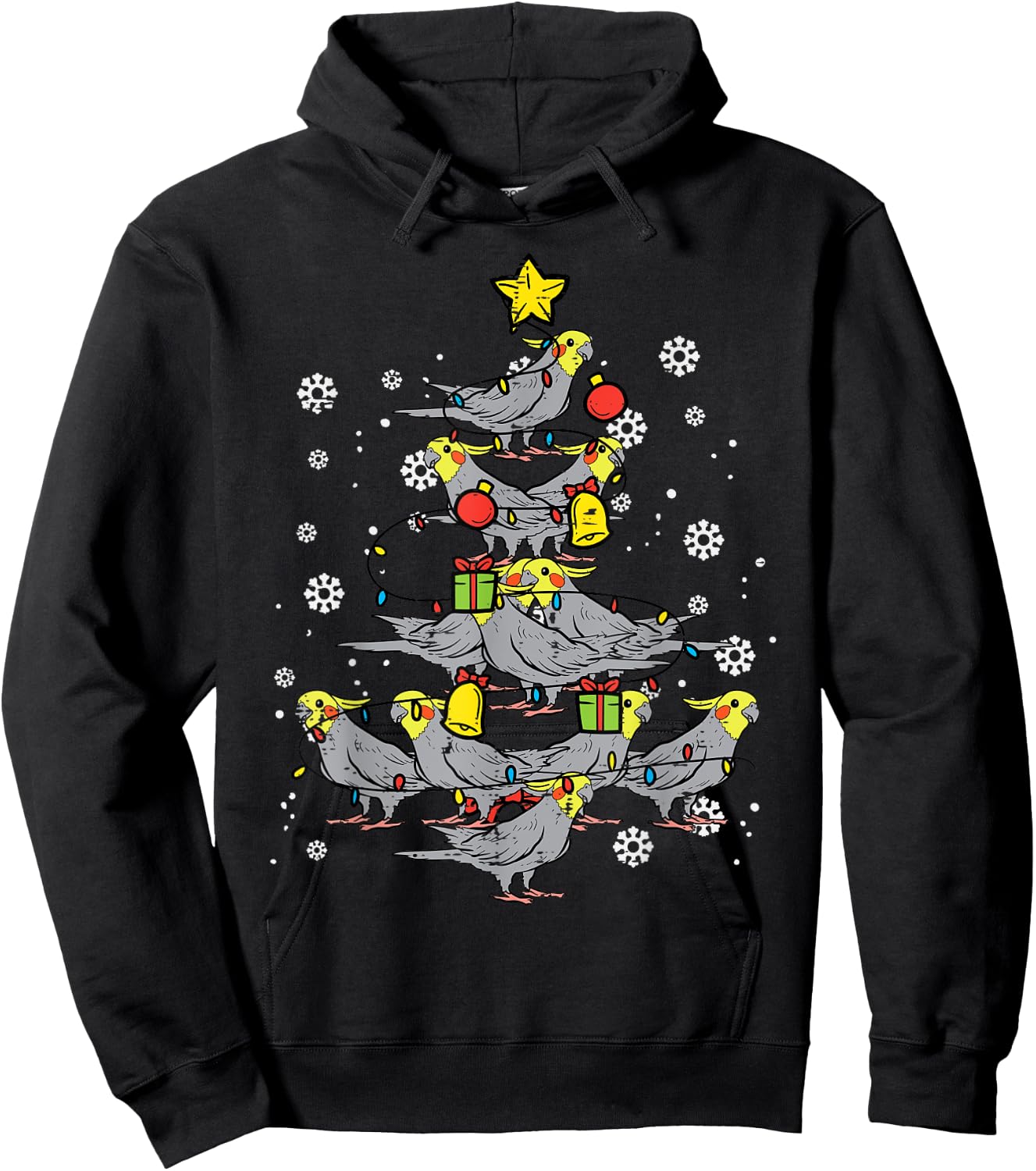 Cockatiel Christmas Tree Bird Cute Xmas Animal Men Women Hoodie - Hoodie | Black