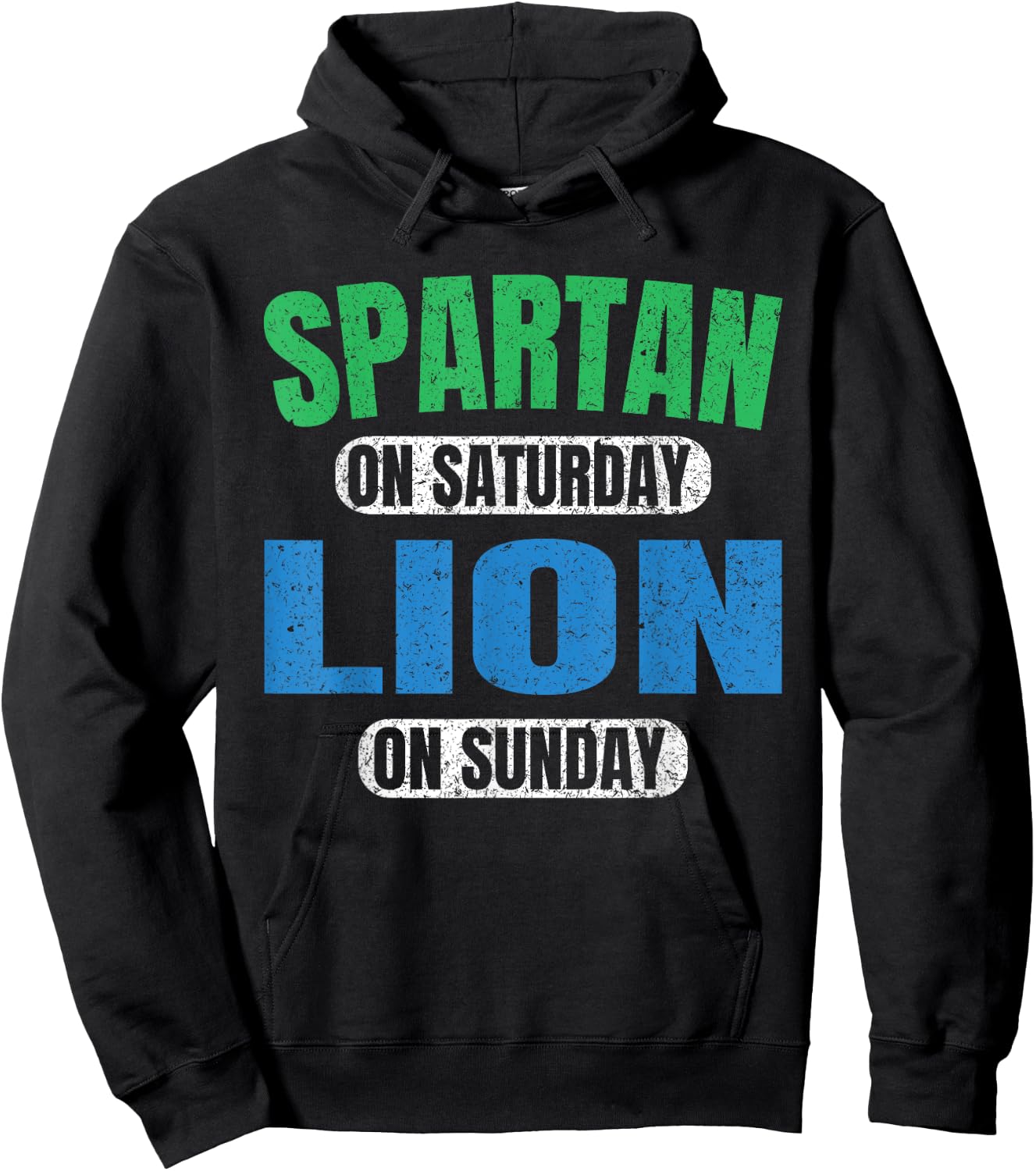 Spartan on Saturday Lion on Sunday Funny Vintage Motivation Hoodie - Hoodie | Black