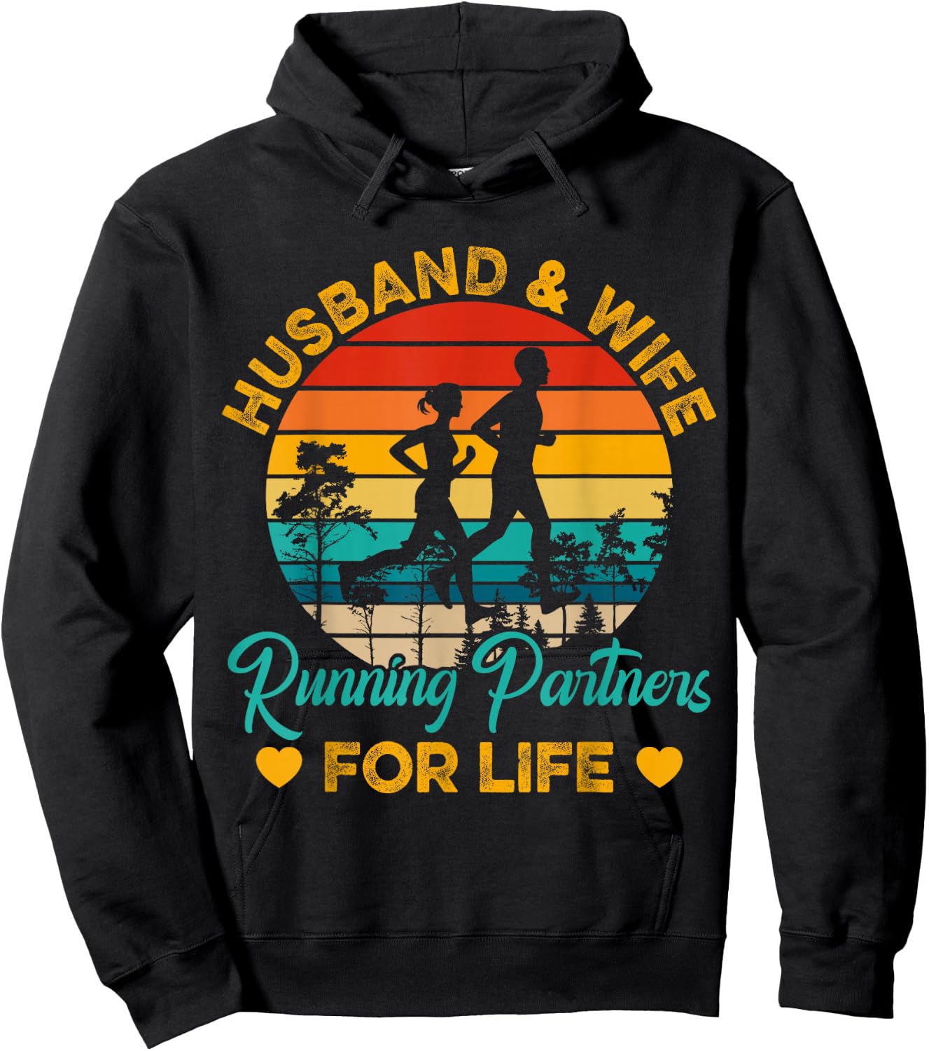 Husband And Wife Running Partners For Life Hoodie - Hoodie | Black
