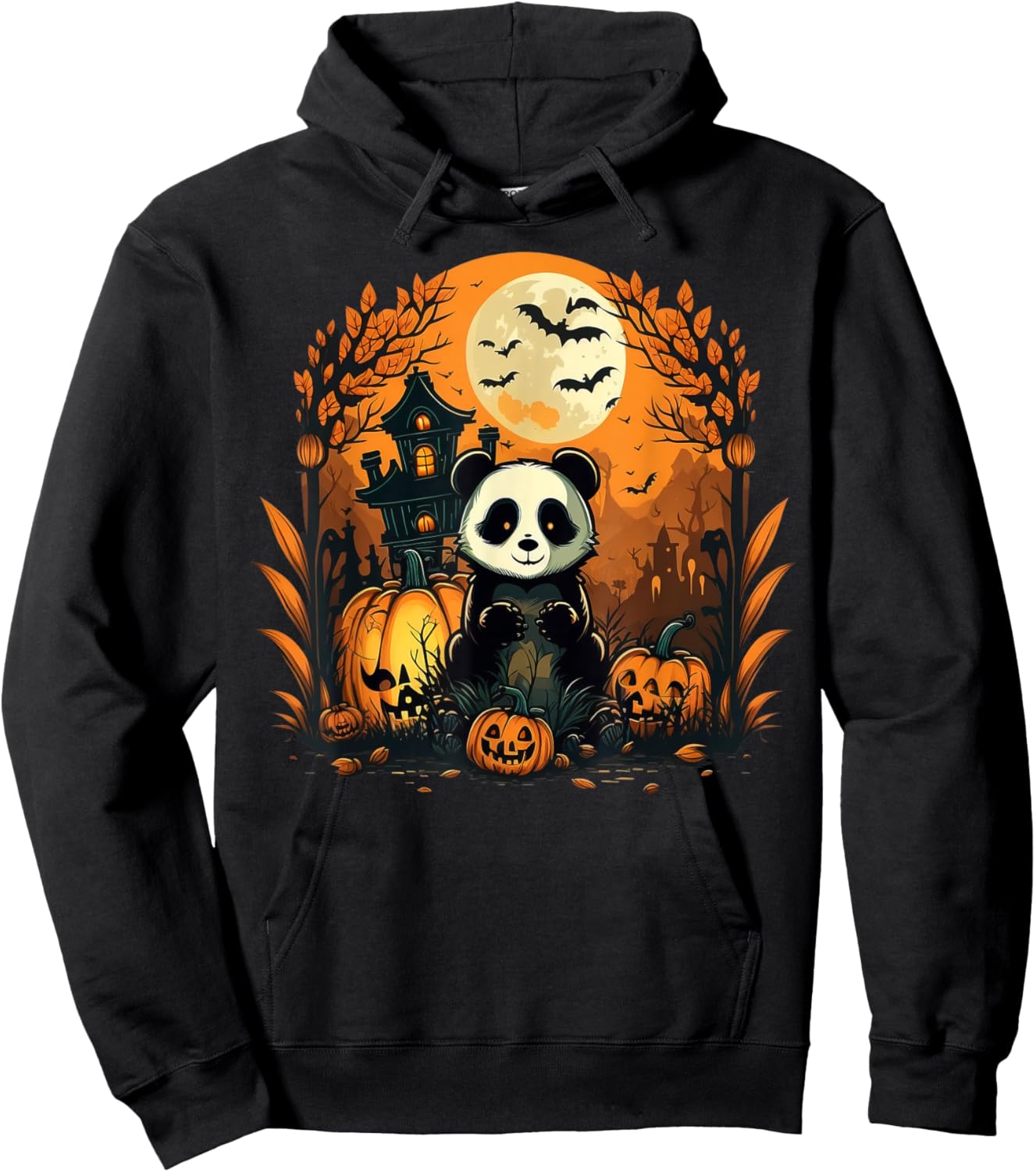 Pumpkin Panda costume on Panda Halloween Hoodie - Hoodie | Black