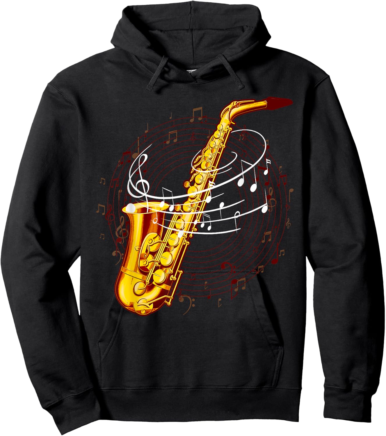 Cool Saxophone Women Jazz Music Notes Musician Sax Hoodie - Hoodie | Black