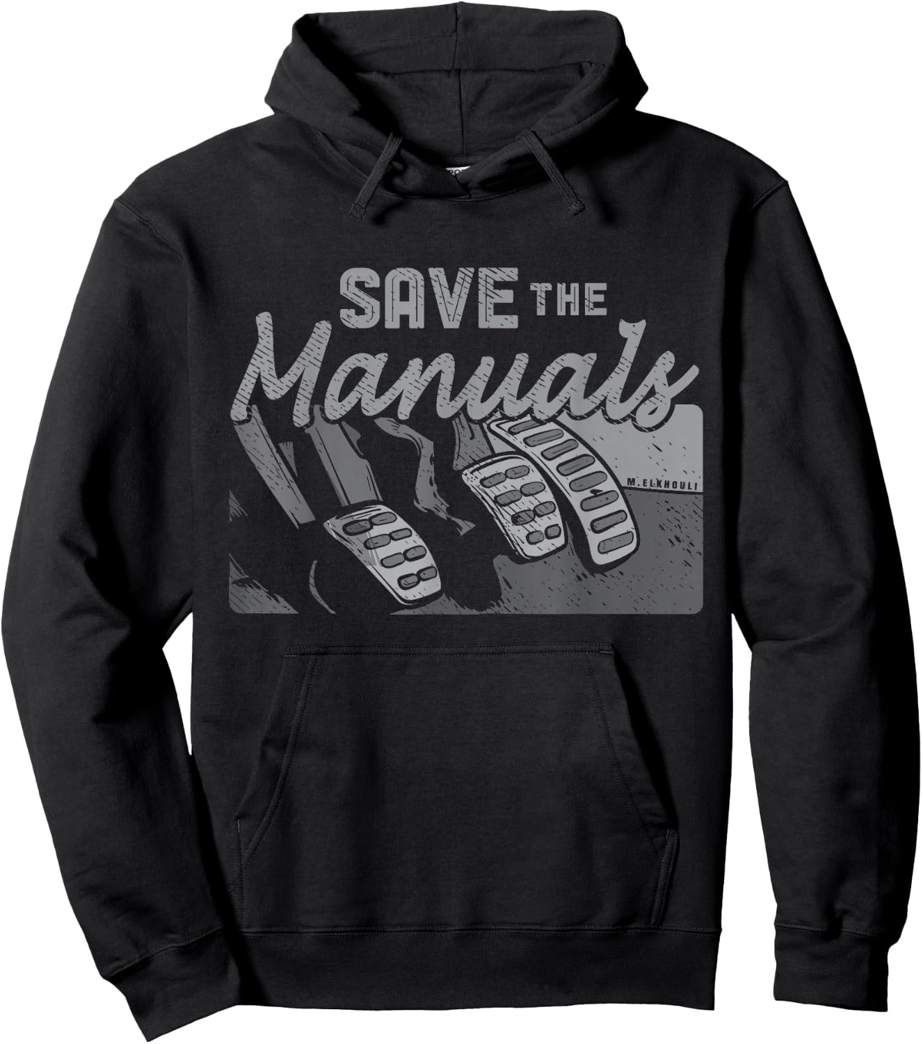 Race Car Drivers Designs Manual Transmission Three Pedals Save the Manuals Black Classic Fit Short Sleeve Hoodie - Hoodie | Black