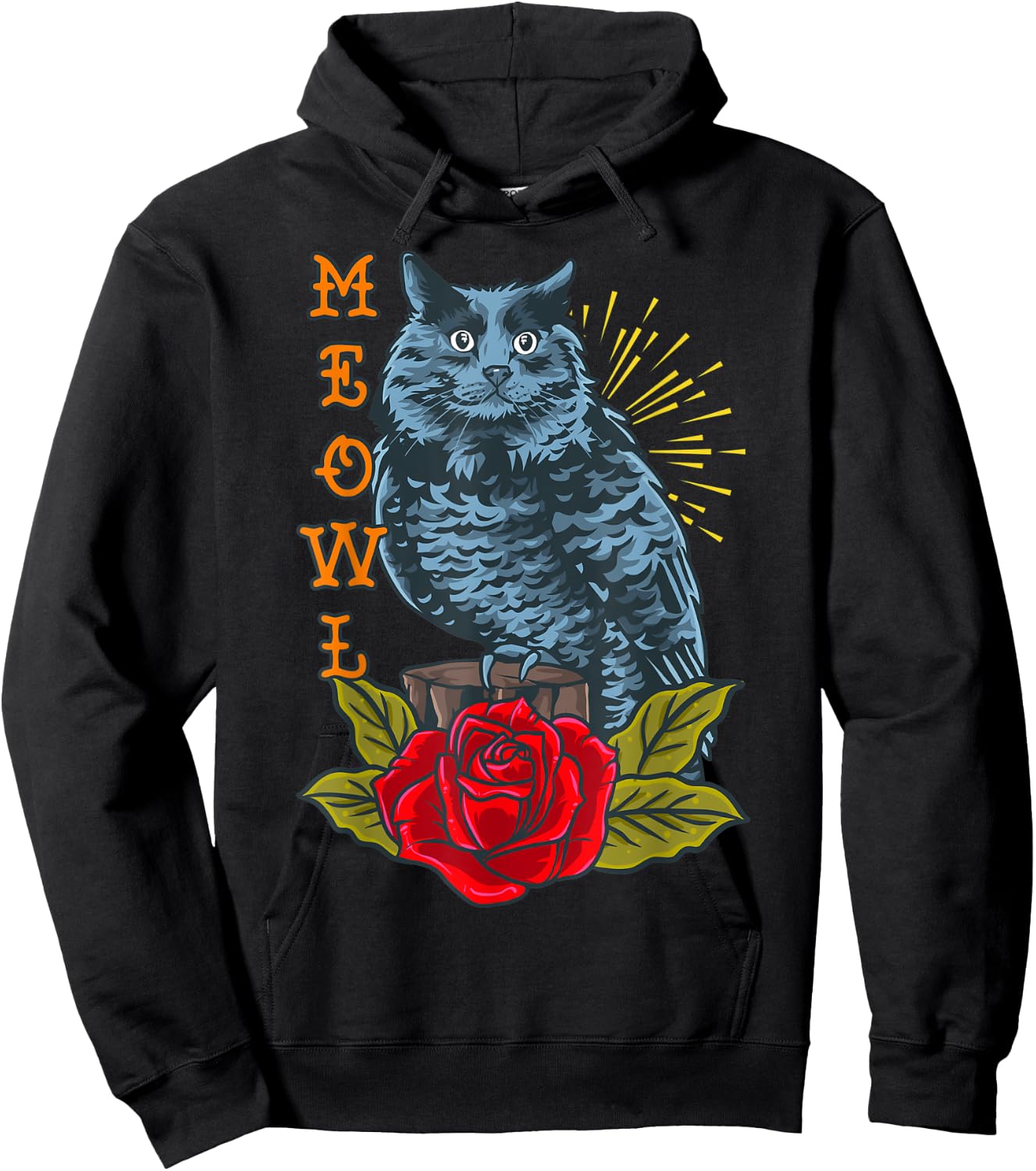 Meowl Cat And Owl Women Kids Hoodie - Hoodie | Black
