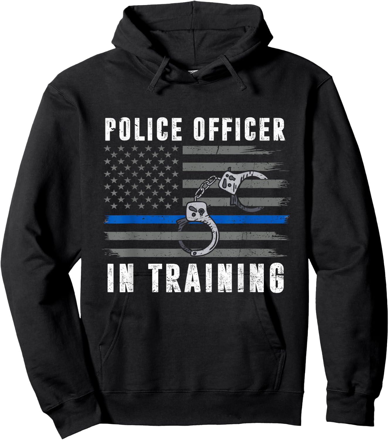 Police Officer In Training Thin Blue Line Flag American USA Hoodie - Hoodie | Black