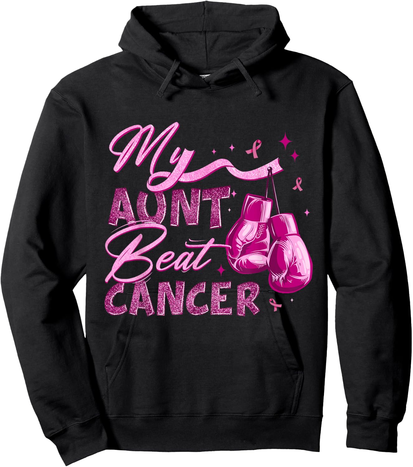 My Aunt Beat Cancer Breast Cancer Awareness Support Squad Hoodie - Hoodie | Black