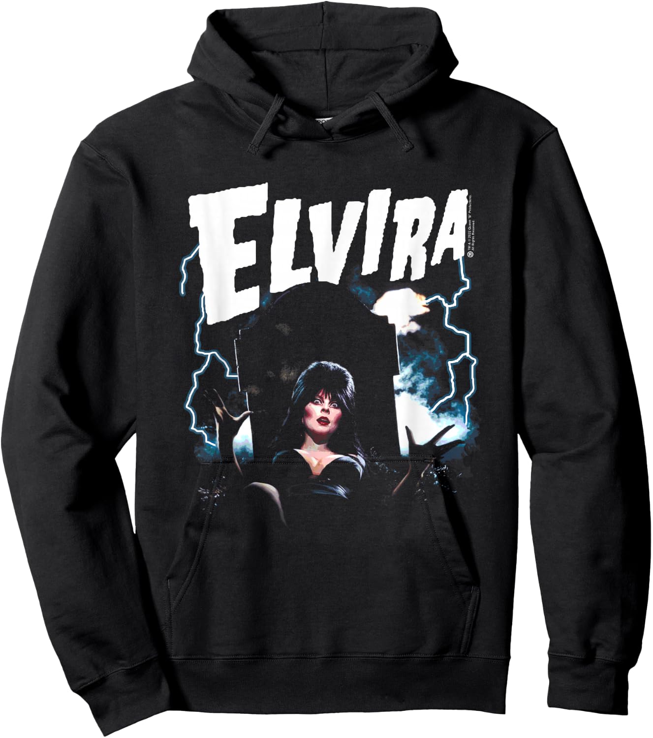 Elvira, Mistress of The Dark Grave and Lightning Small Hoodie - Hoodie | Black