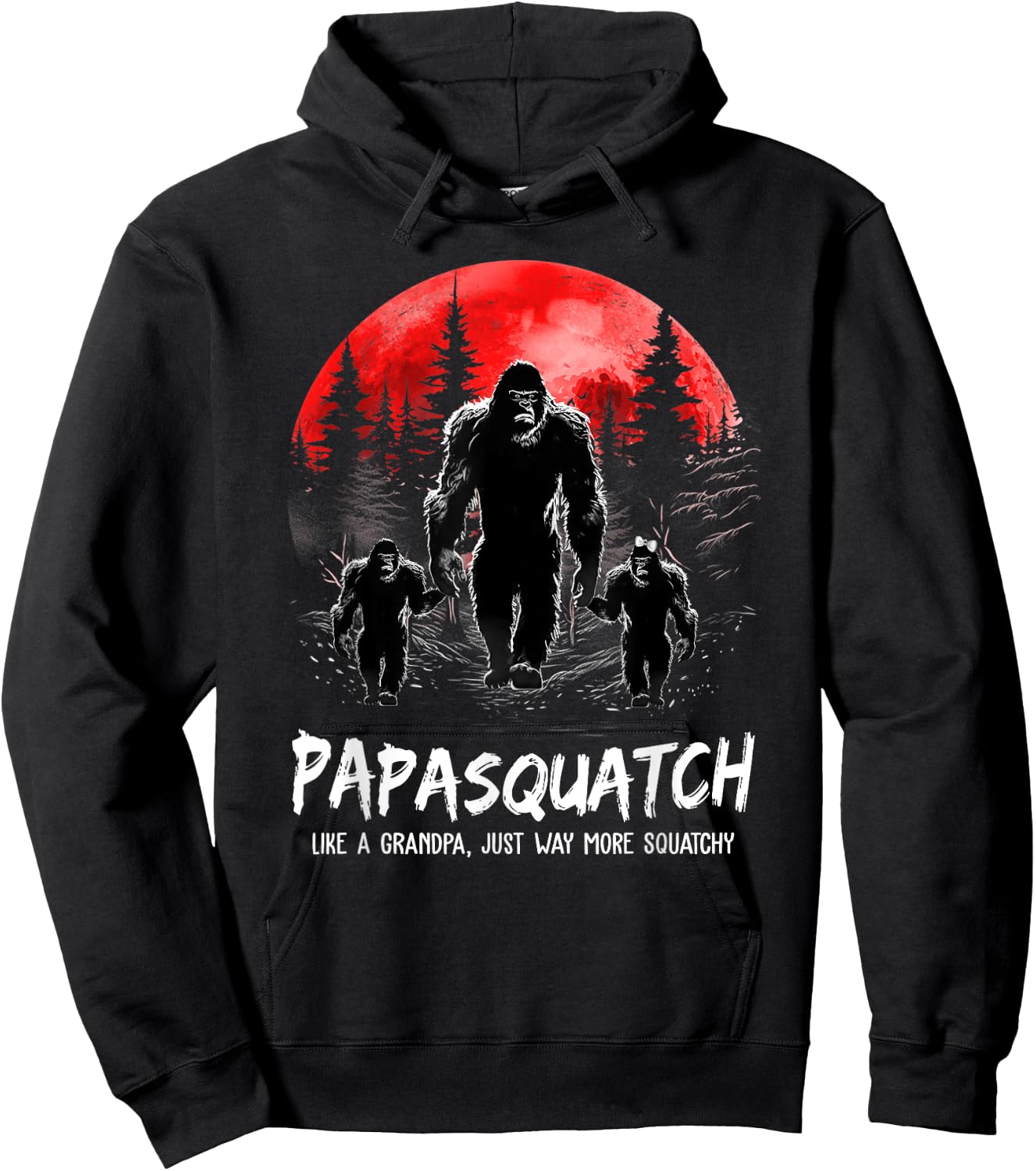 Papasquatch Like A Grandpa Just Way More Squatchy Funny Papa Hoodie - Hoodie | Black