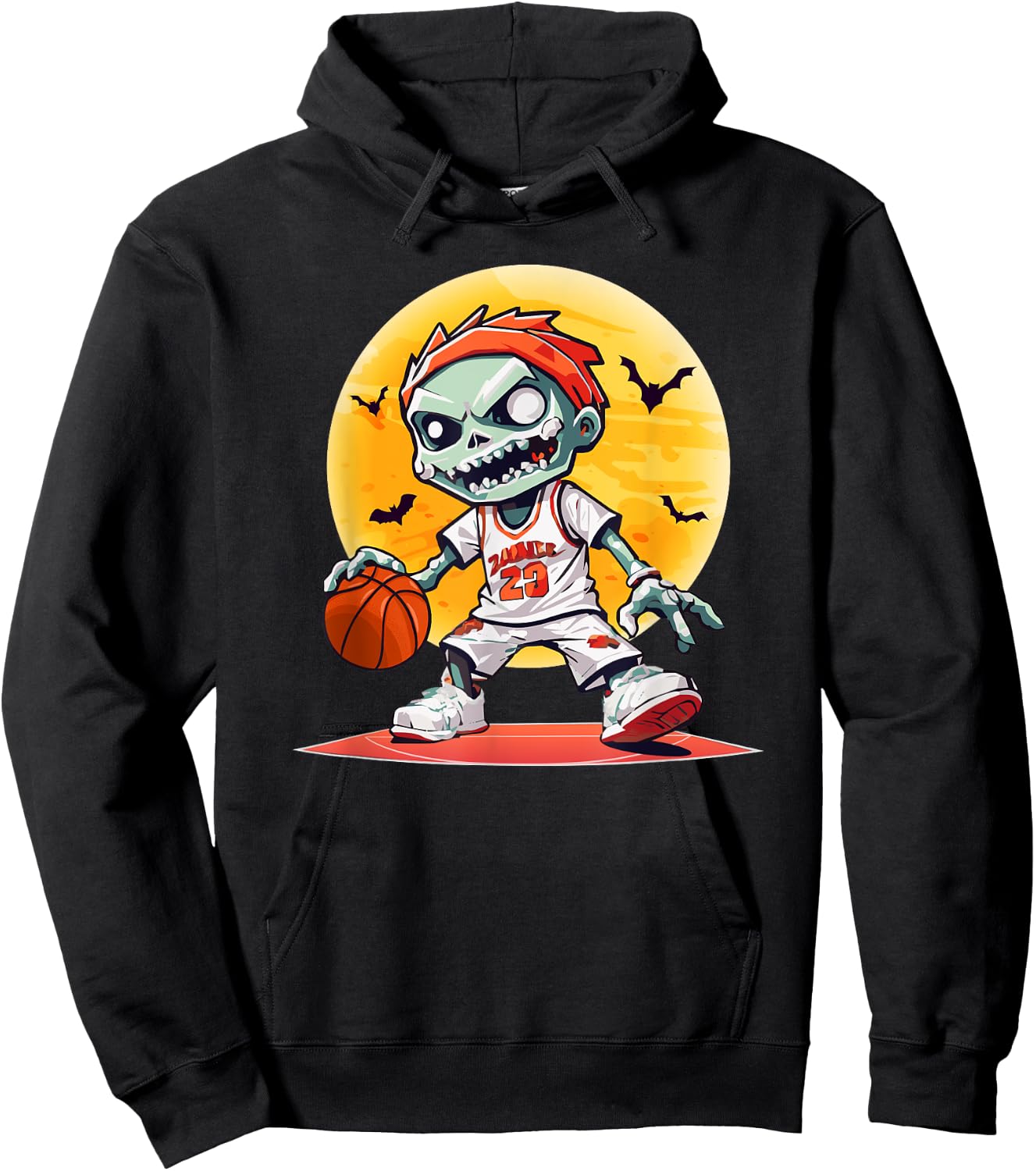 Basketball Zombie Scary Halloween Basketball Hoodie - Hoodie | Black