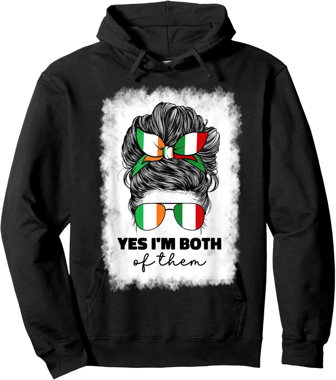 Half Italian And Irish Ireland Italy Flag Girl Mix Hoodie - Hoodie | Black