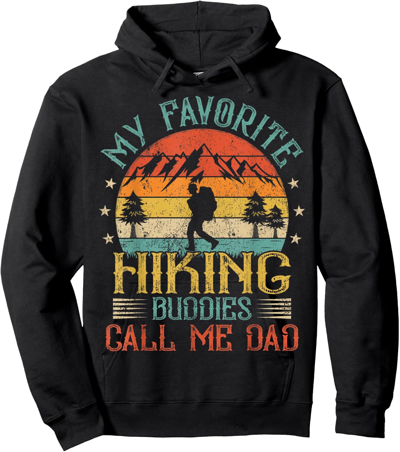 Vintage My Favorite Hiking Buddies Call Me Dad Father's Day Hoodie - Hoodie | Black