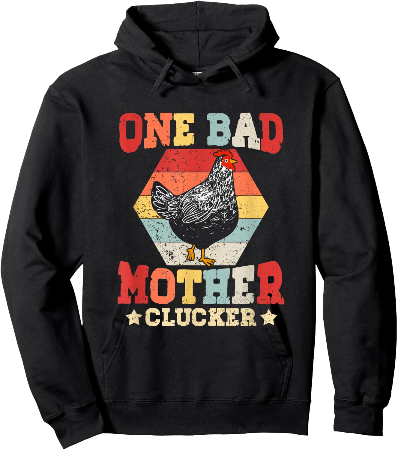 One Bad Mother Clucker Novel Chicken Lover Vintage Sunset Hoodie - Hoodie | Black