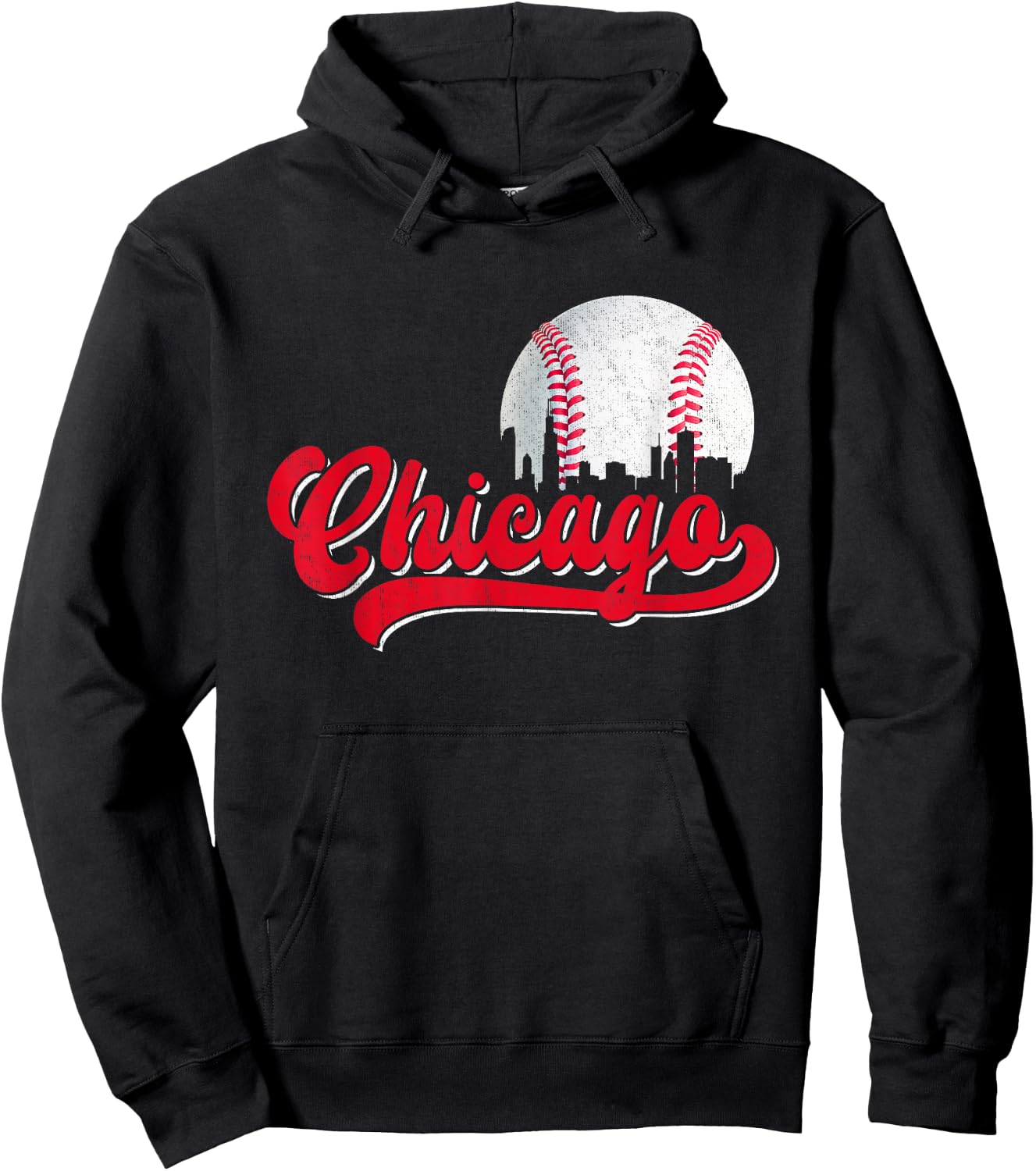 Vintage Chicago Graphic Baseball Lover Player Men Women Hoodie - Hoodie | Black