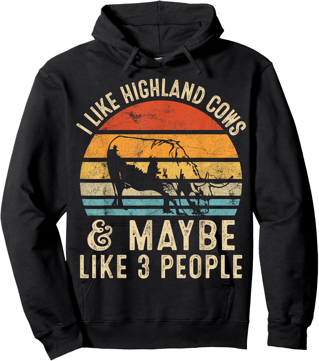 I Like Highland Cows And Maybe Like 3 People Farmer Retro Hoodie - Hoodie | Black