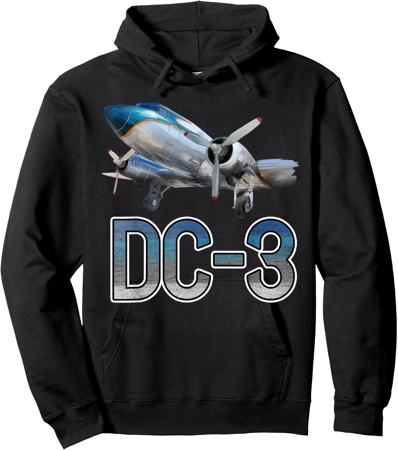 Vintage DC-3 Airplane Funny Aircraft Plane Lover Outfit Men Hoodie - Hoodie | Black