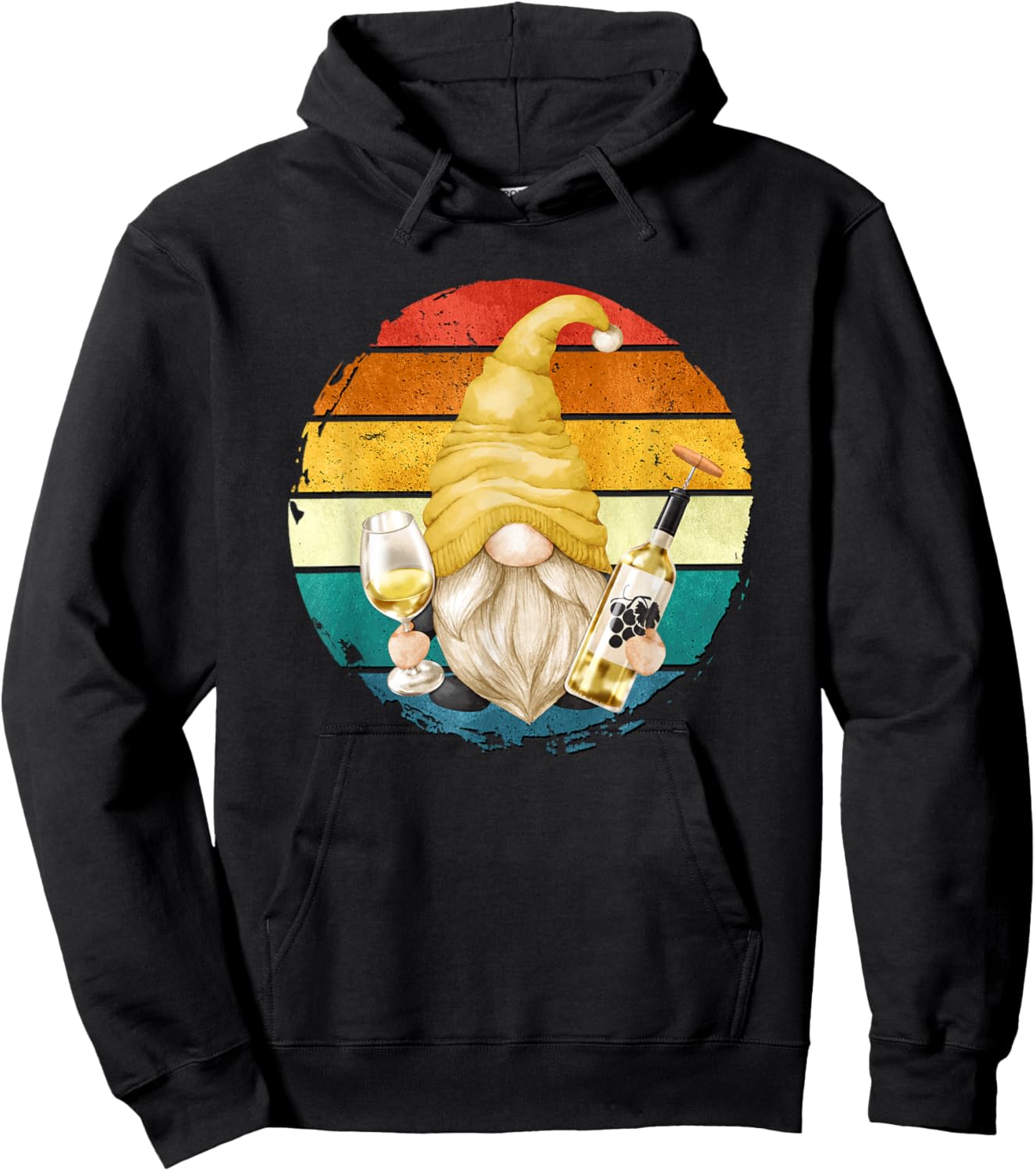 Vintage Wine Gnome Graphic For Just A Girl Who Loves Wine Hoodie - Hoodie | Black