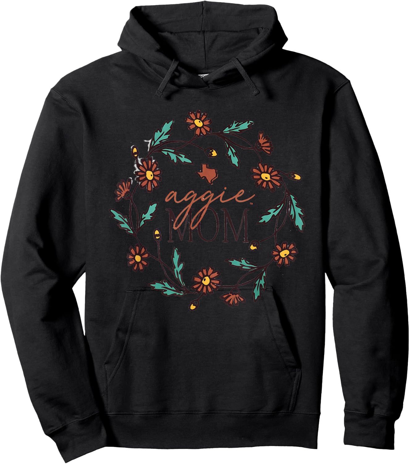 Aggie Mom Floral Circle Hoodie - Hoodie | Black