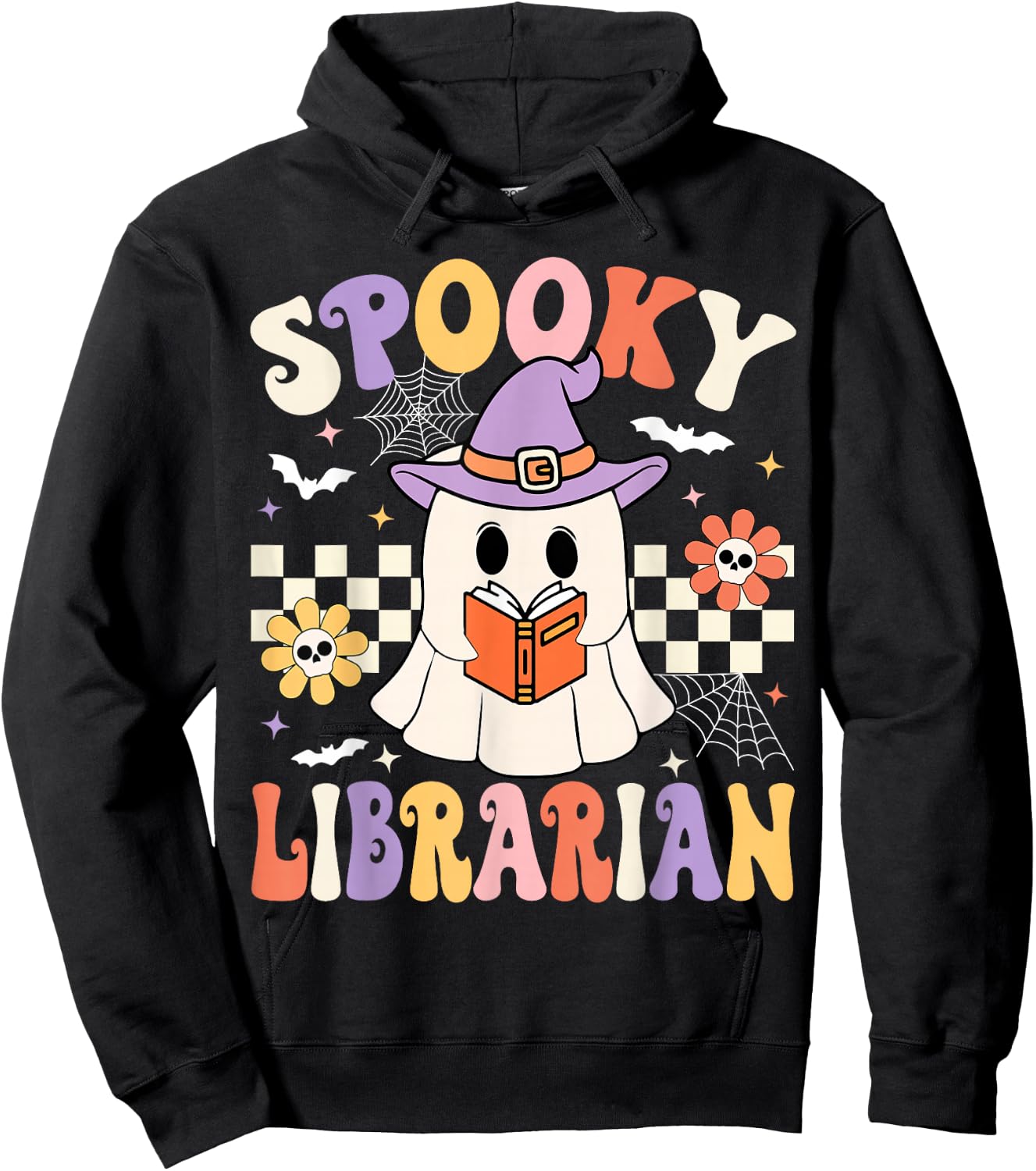 Groovy Spooky Librarian Halloween Library ghost Librarian Hoodie - Hoodie | Black