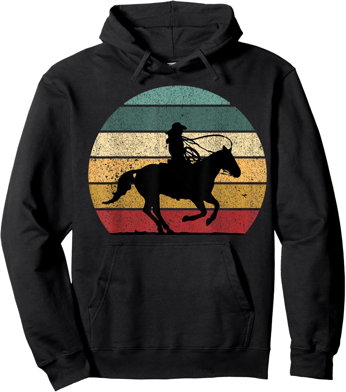 Girl Roping Horse Riding Cowgirl Vintage Texas Equestrian Hoodie - Hoodie | Black