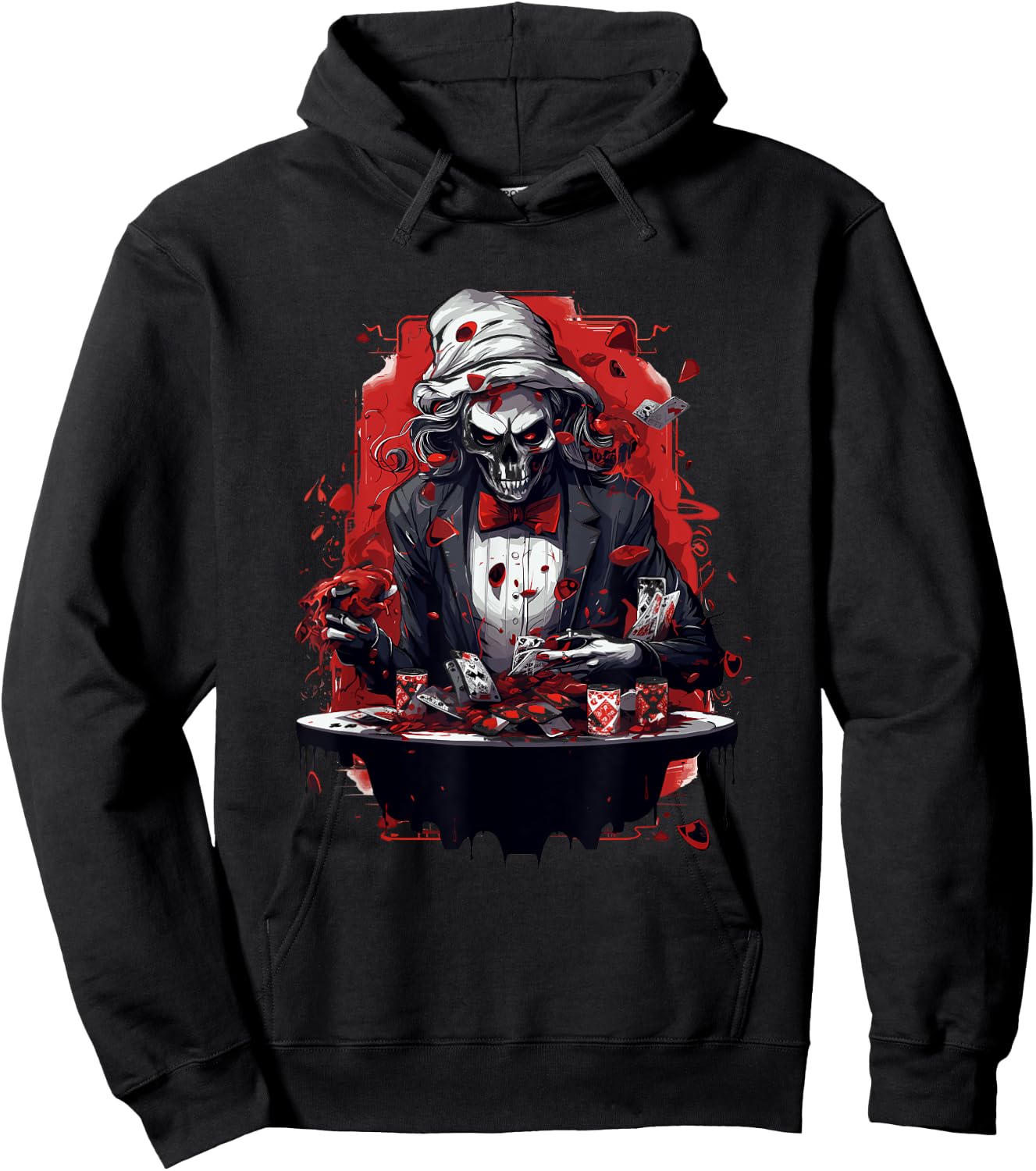 Funny Poker Skeleton Card Player Casino Gambler Poker Hoodie - Hoodie | Black