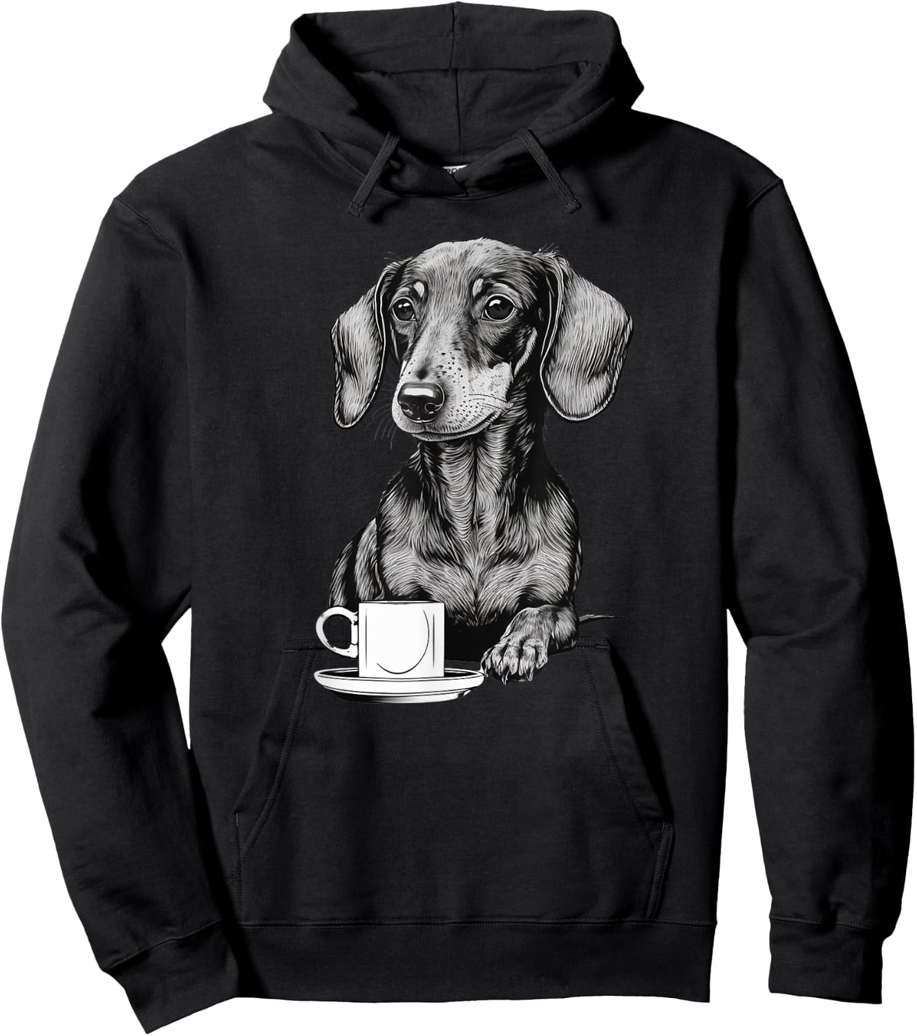 Dachshund Puppy Wiener with Coffee Hoodie - Hoodie | Black