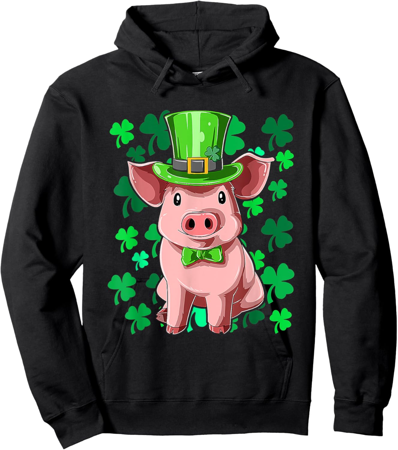 St Patrick's Day Pig Leprechaun Lucky Irish Pig Farmers Hoodie - Hoodie | Black