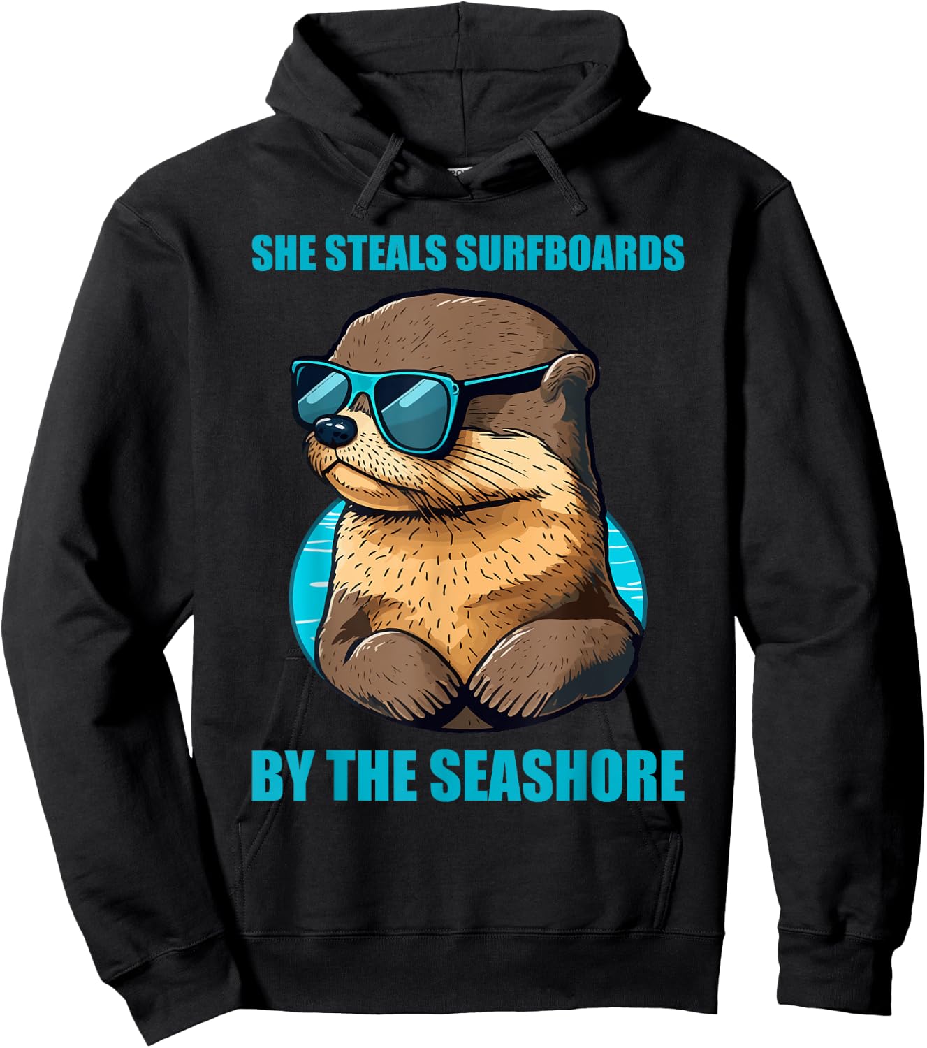 Otter 841 Surfing Otter She Steals Surfboards Californian Hoodie - Hoodie | Black
