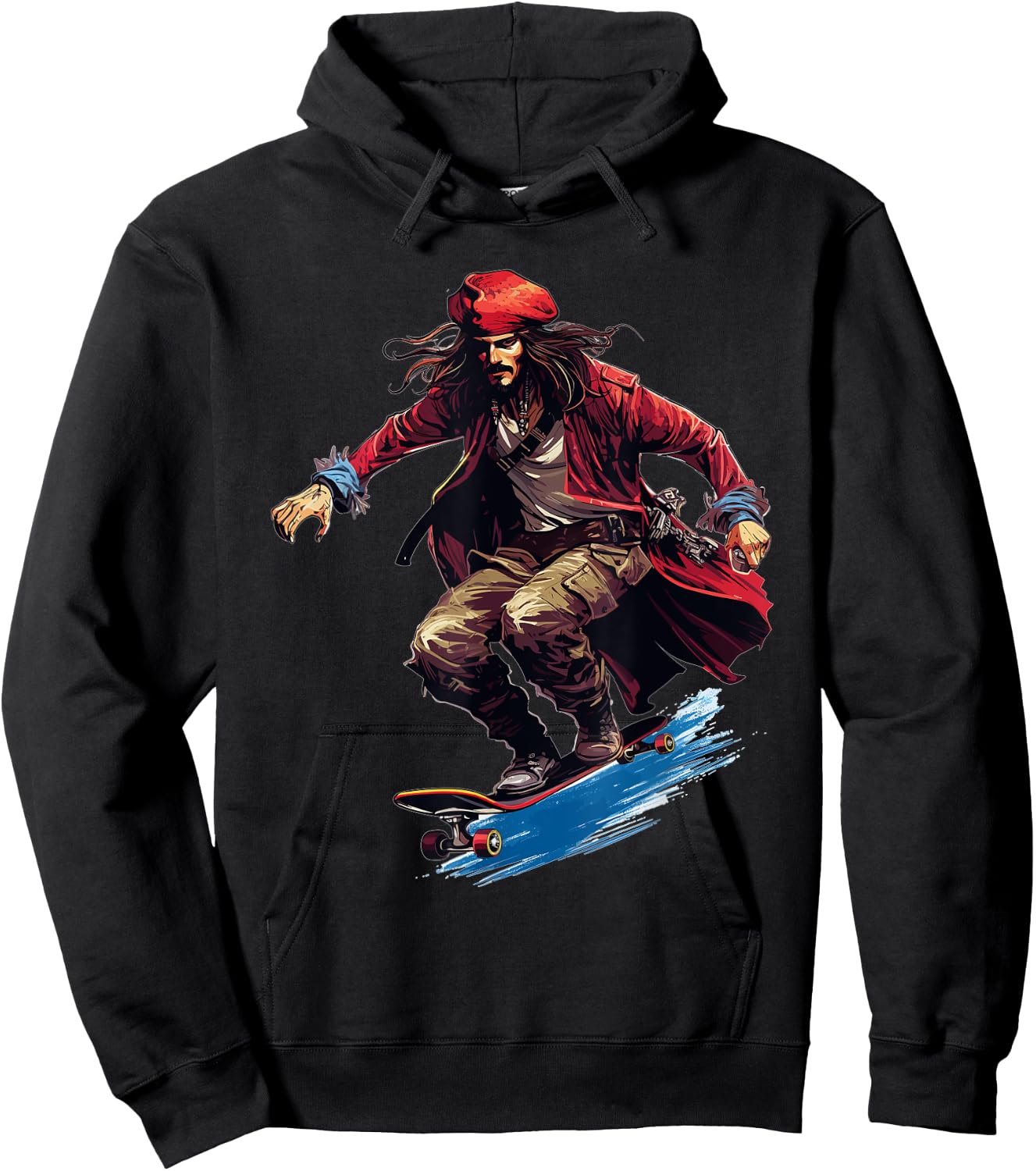 Pirate Skater - Skateboard Skateboarder Skateboarding Hoodie - Hoodie | Black
