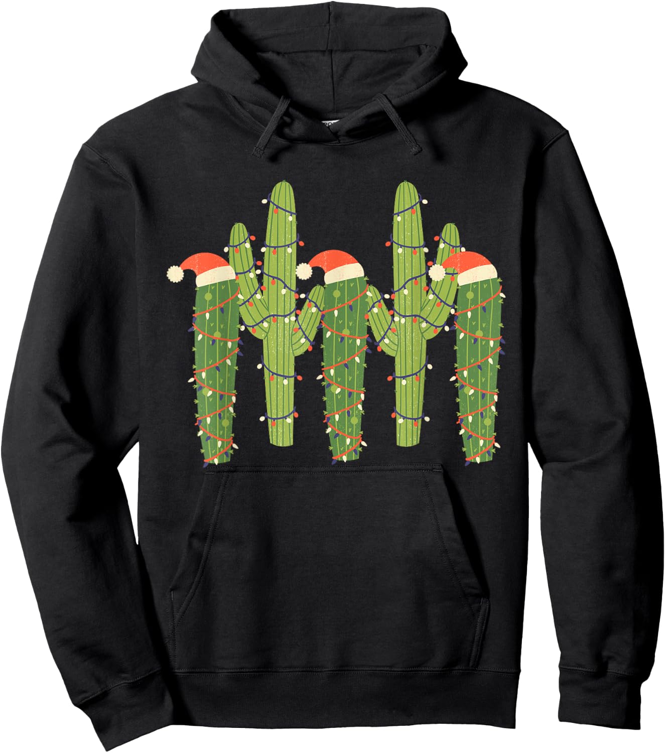 Christmas Cactus Desert Vintage Saguaro Cactus Plants Lover Hoodie - Hoodie | Black