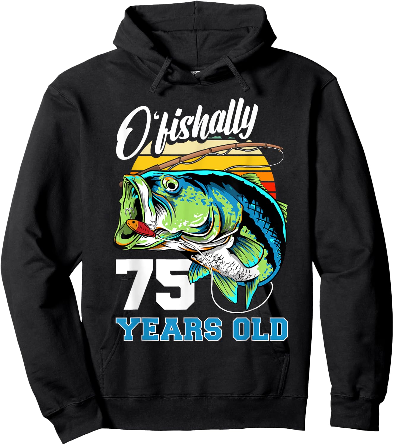 Ofishally 75 Years Old Fisherman 75th Birthday Fishing Hoodie - Hoodie | Black