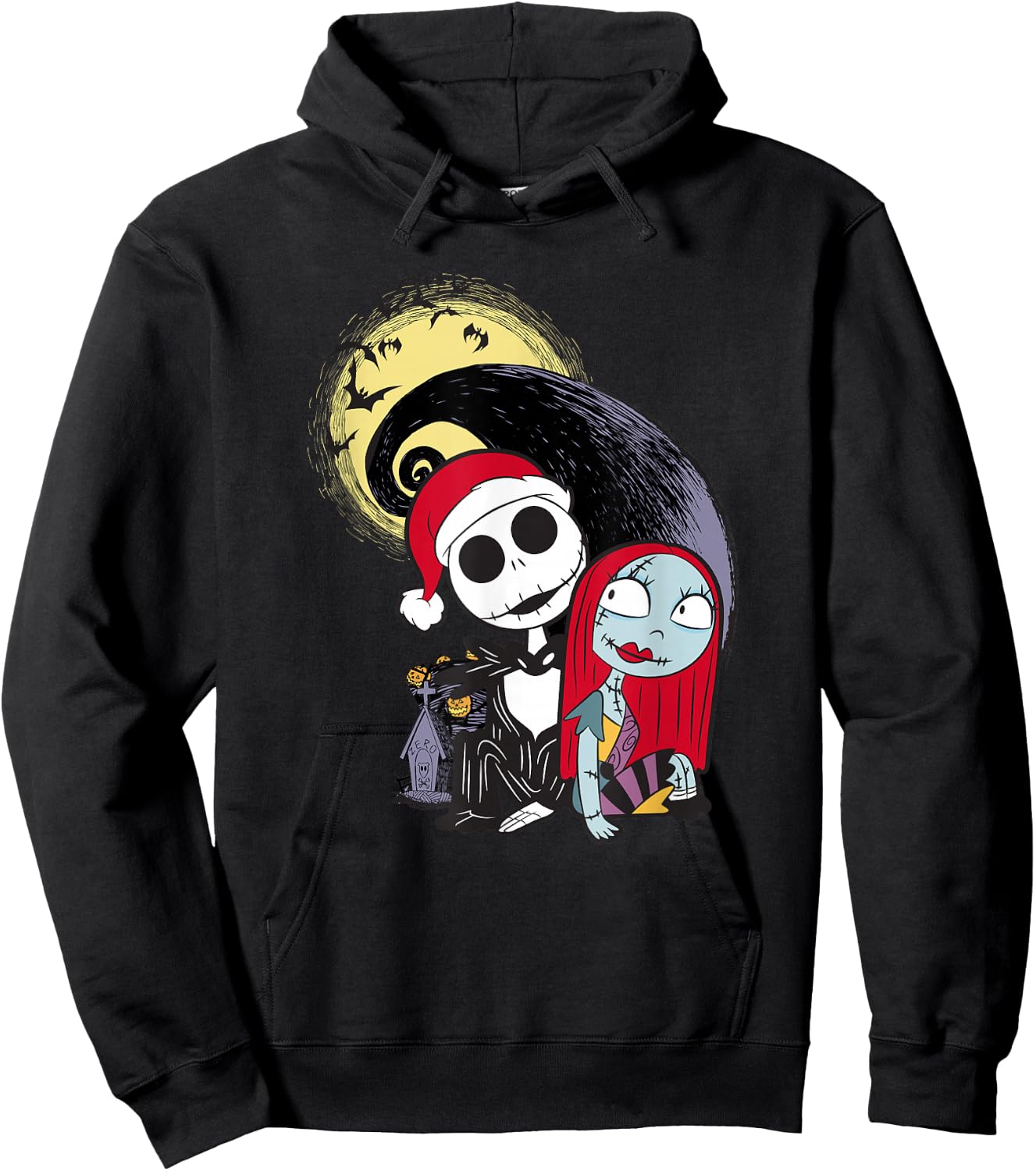Disney The Nightmare Before Christmas Jack & Sally Santa Hat Hoodie - Hoodie | Black
