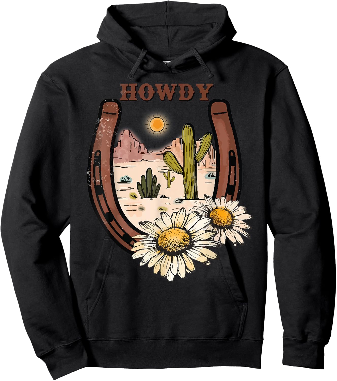 Vintage White Howdy Rodeo Western Country Southern Cowgirl Hoodie - Hoodie | Black