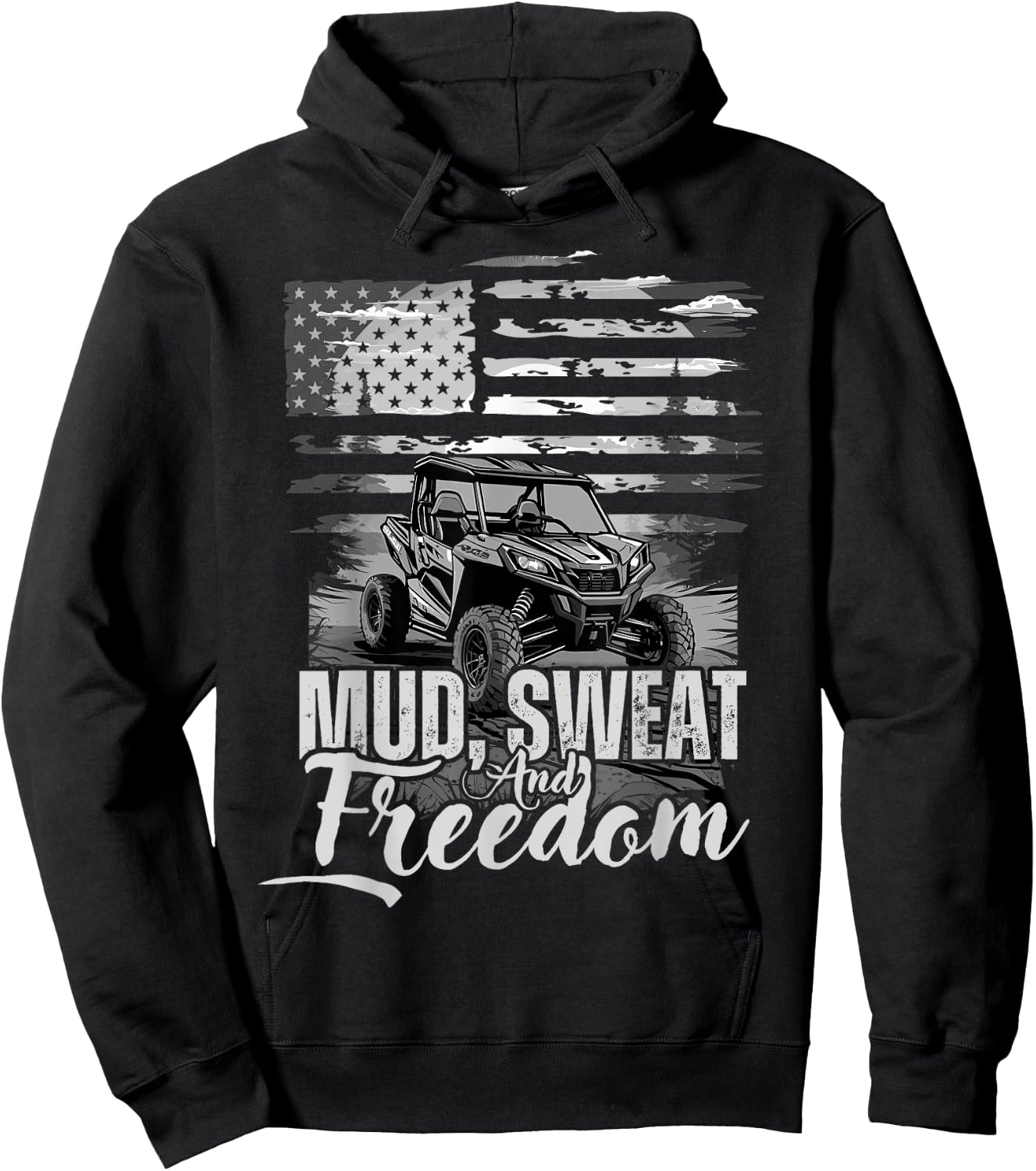 Mud Sweat and Freedom, Patriotic American Offroad SxS UTV Hoodie - Hoodie | Black