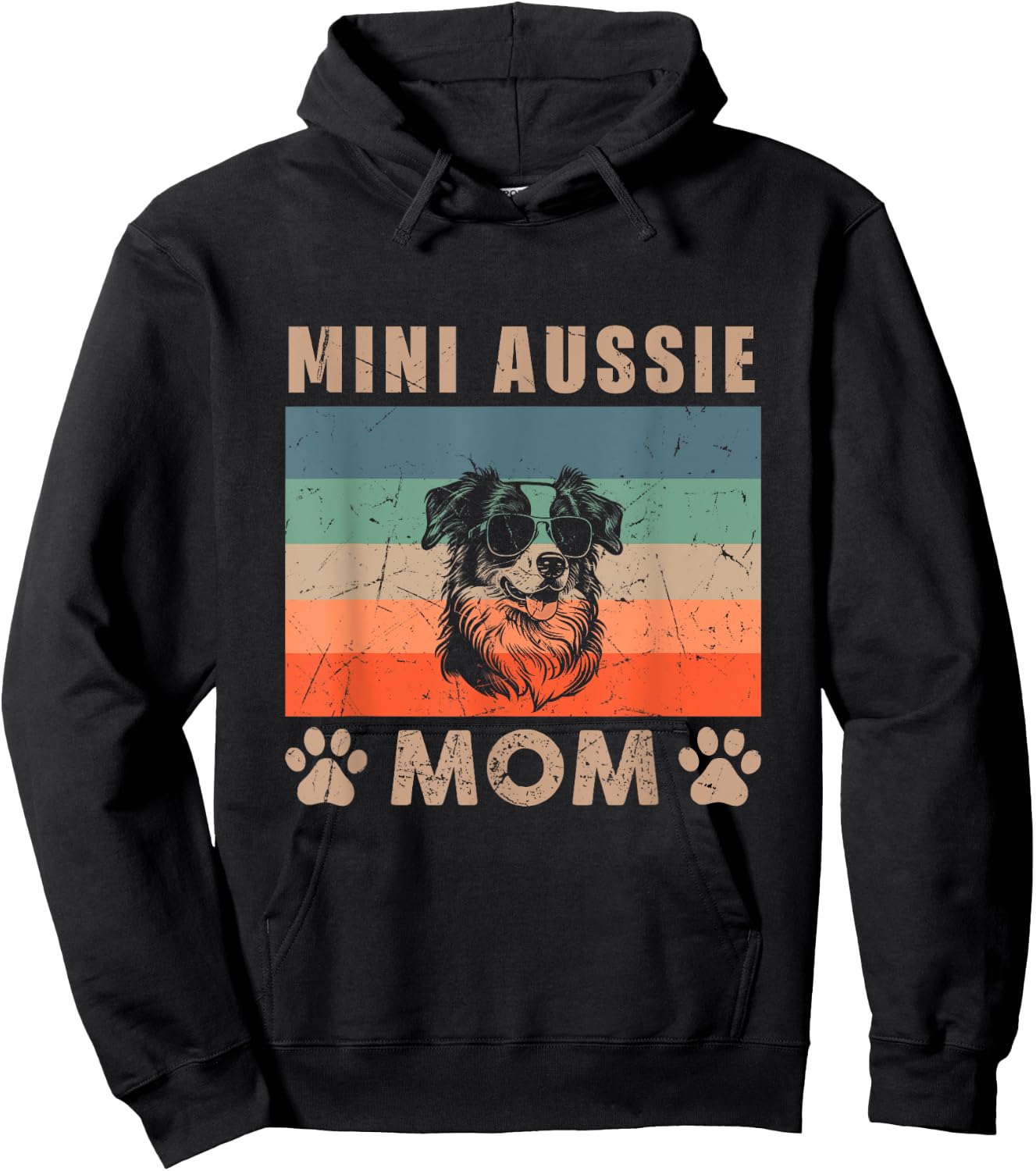 Vintage Mini Aussie Mom Gifts Funny Dog Lover Mother's Day Women Kids Hoodie - Hoodie | Black