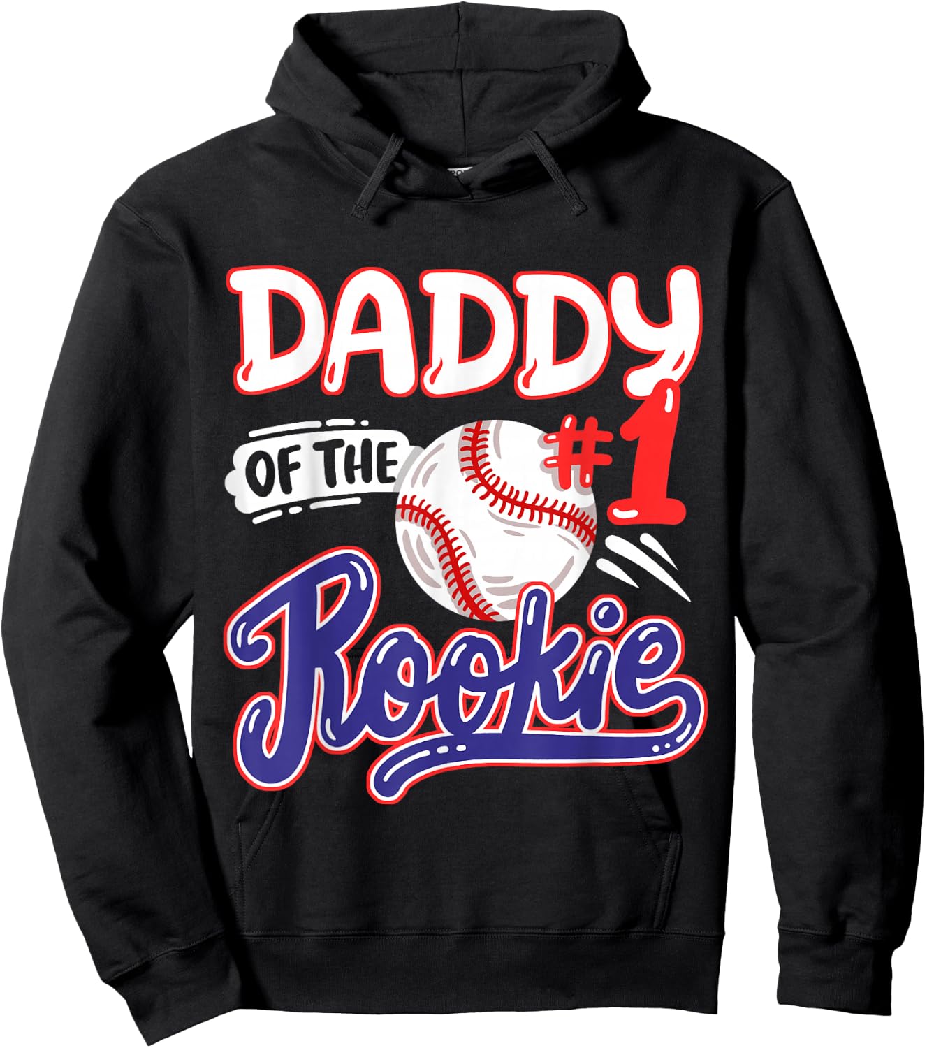 Daddy of Rookie 1st Baseball Birthday Party Theme Matching Hoodie - Hoodie | Black