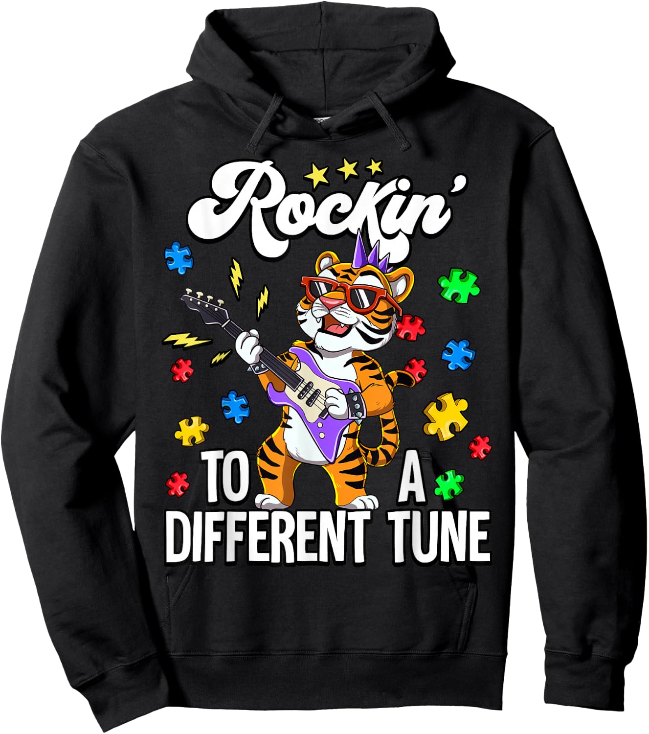 Autism Rockin To A Different Tune Hoodie - Hoodie | Black