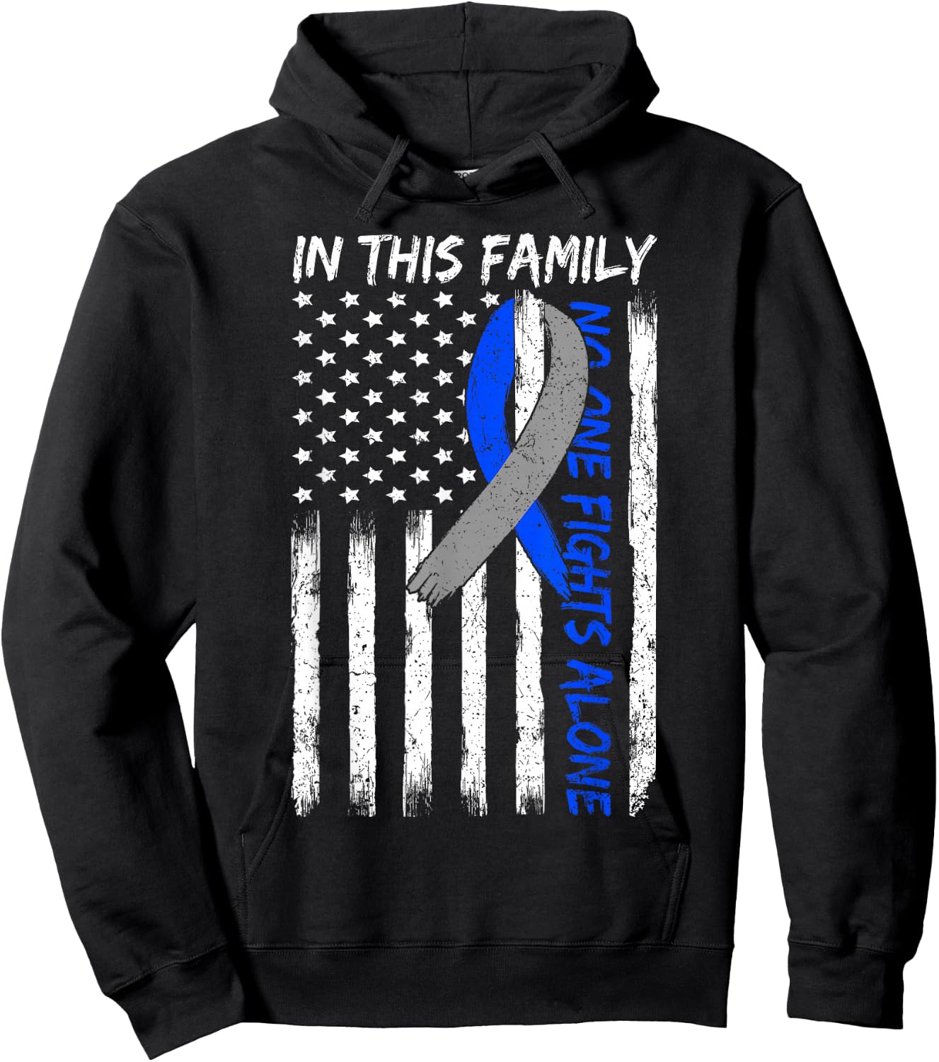 In This Family No One Fights Diabetes Alone USA Flag Outfit Hoodie - Hoodie | Black