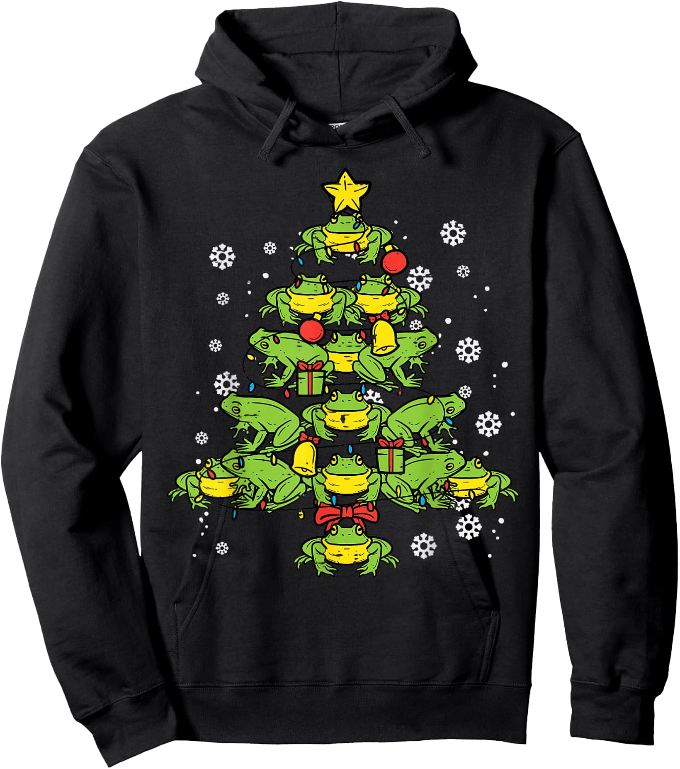 Frogs Christmas Tree Animal Xmas Women Men Kids Hoodie - Hoodie | Black