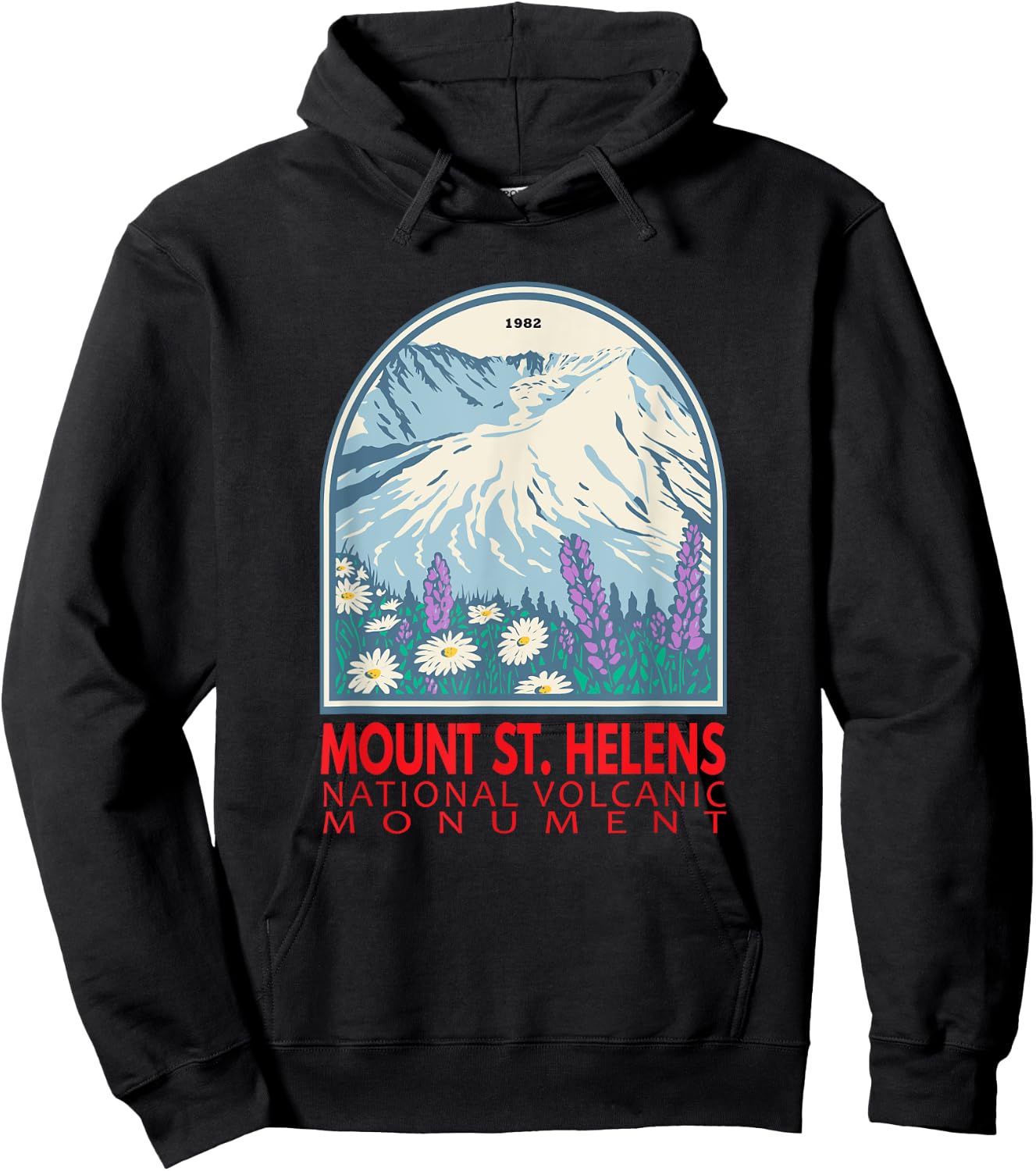 Mount St Helens National Volcanic Monument Emblem Vintage Hoodie - Hoodie | Black