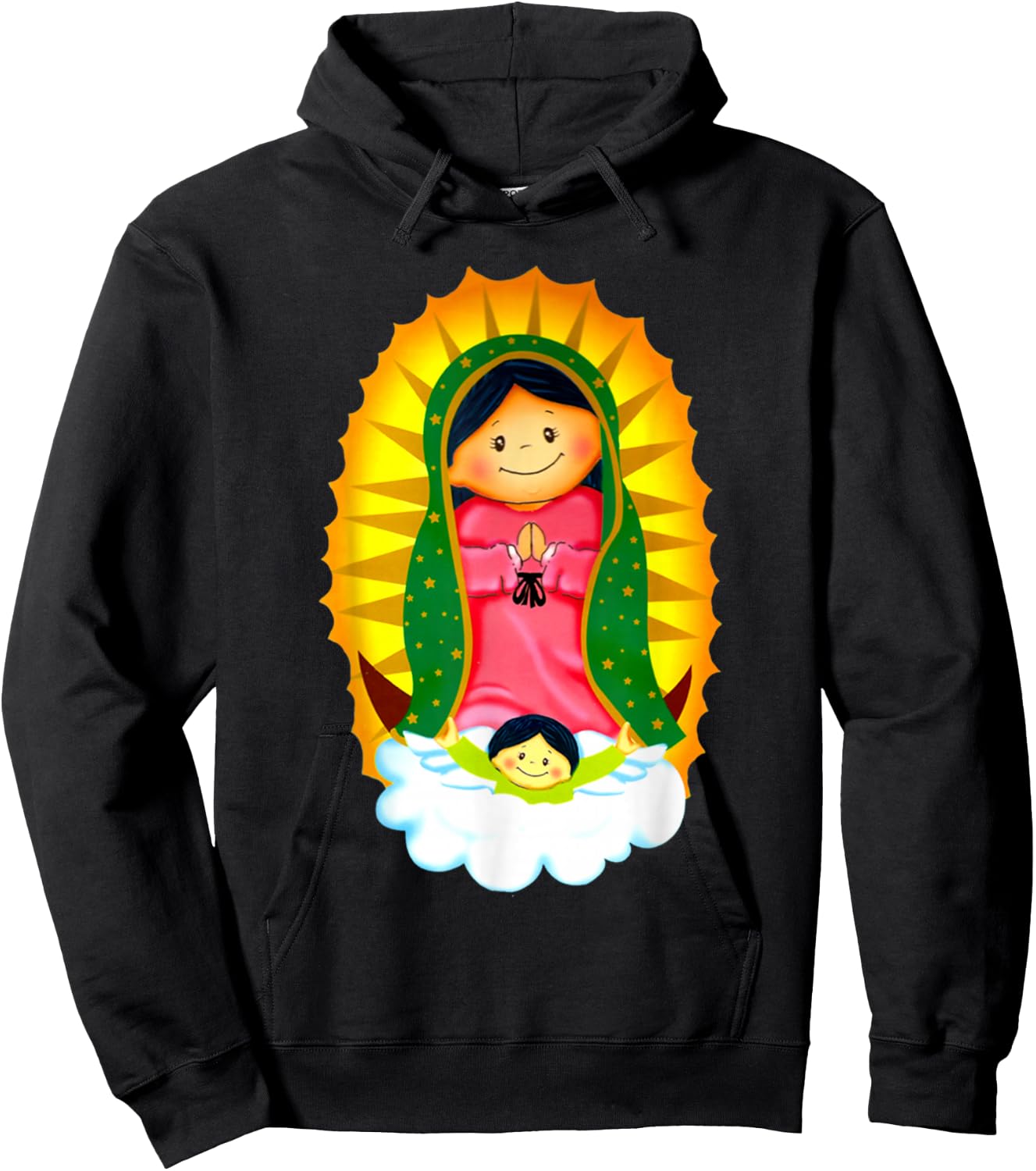 Virgen de Guadalupe Our Lady of Guadalupe Catholic Mary Hoodie - Hoodie | Black