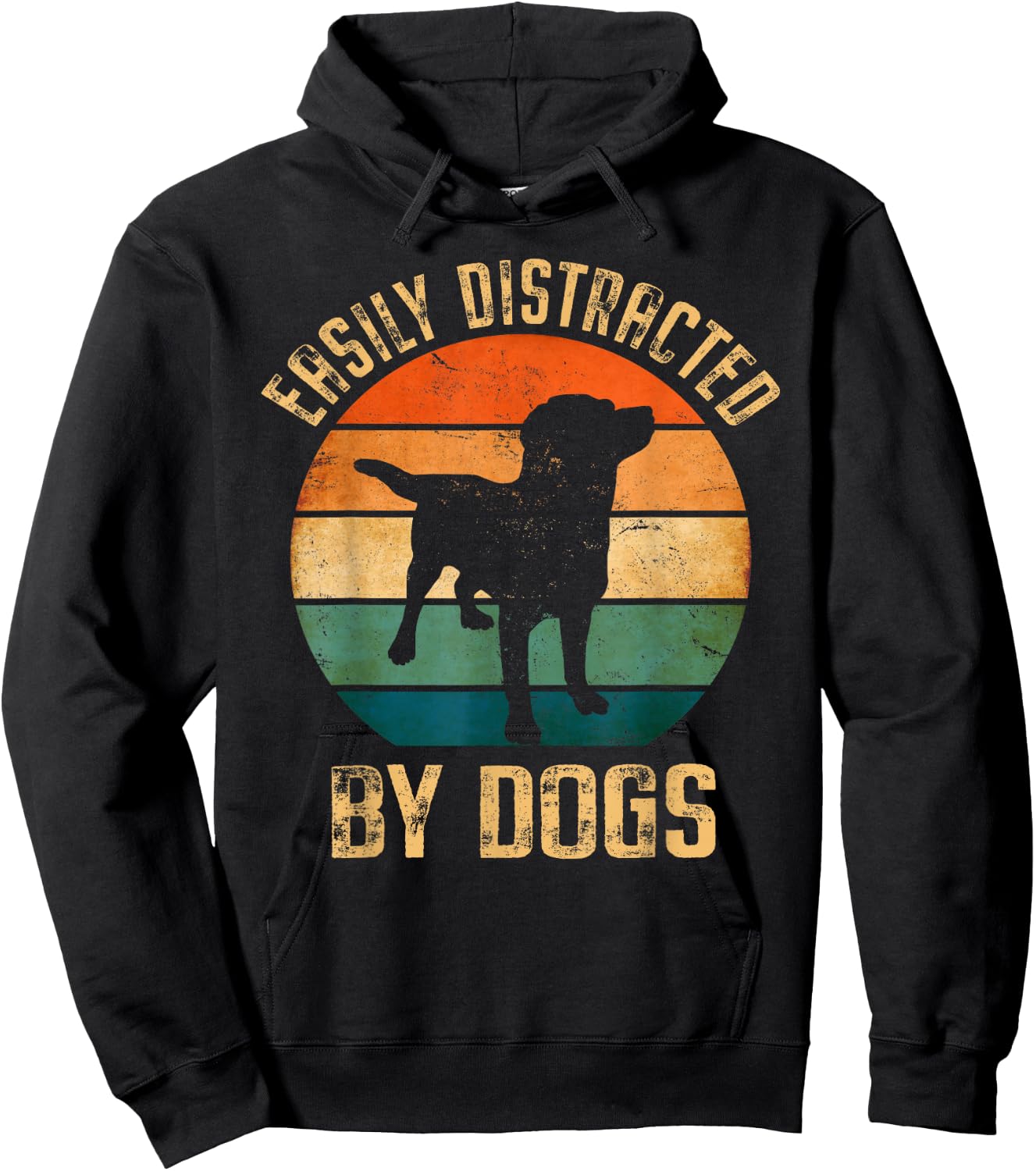 Easily Distracted By Dogs Vintage Retro Pet Dog Lover Hoodie - Hoodie | Black