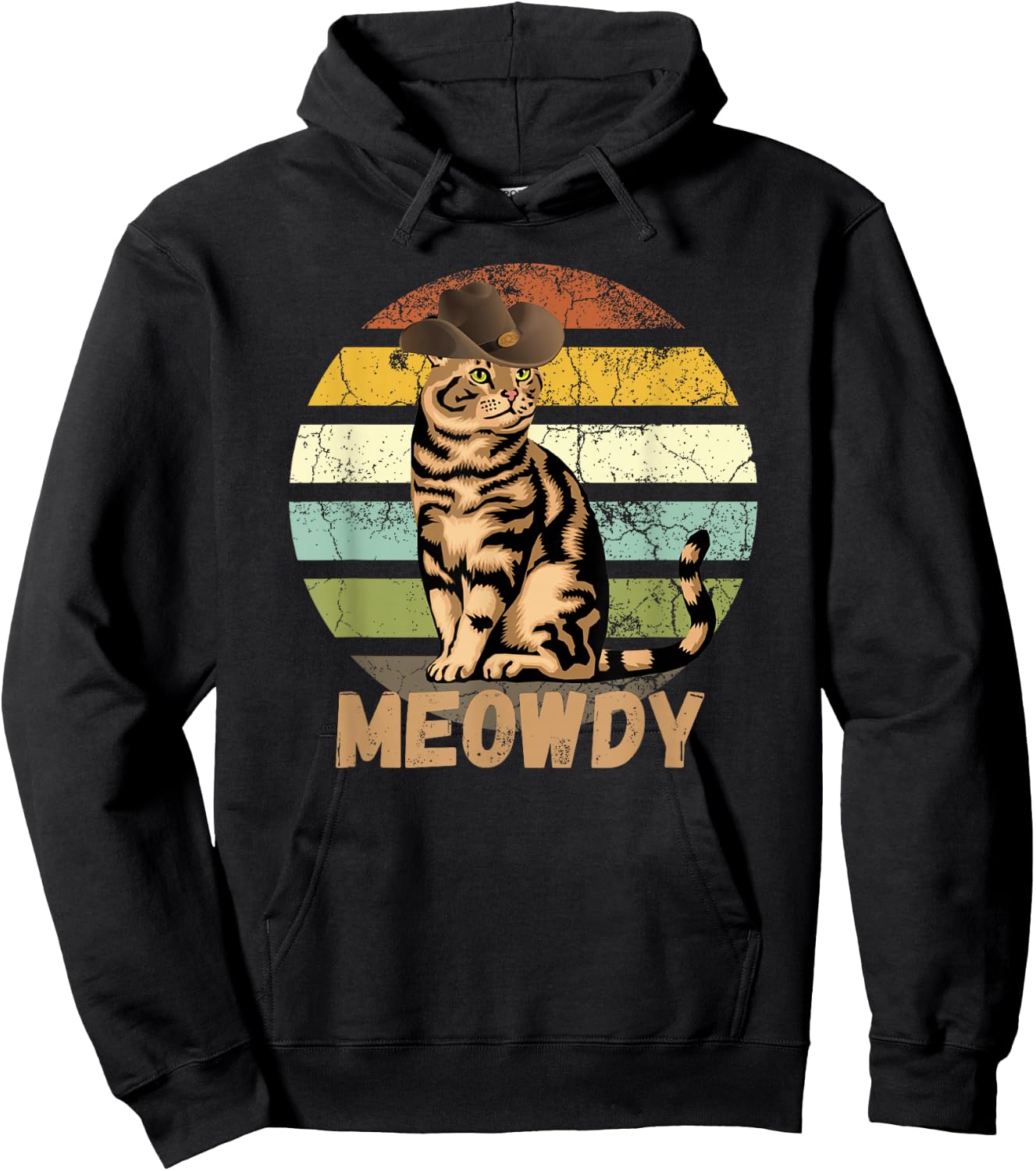 Meowdy - Funny Mashup Between Meow and Howdy - Cat Meme Hoodie - Hoodie | Black