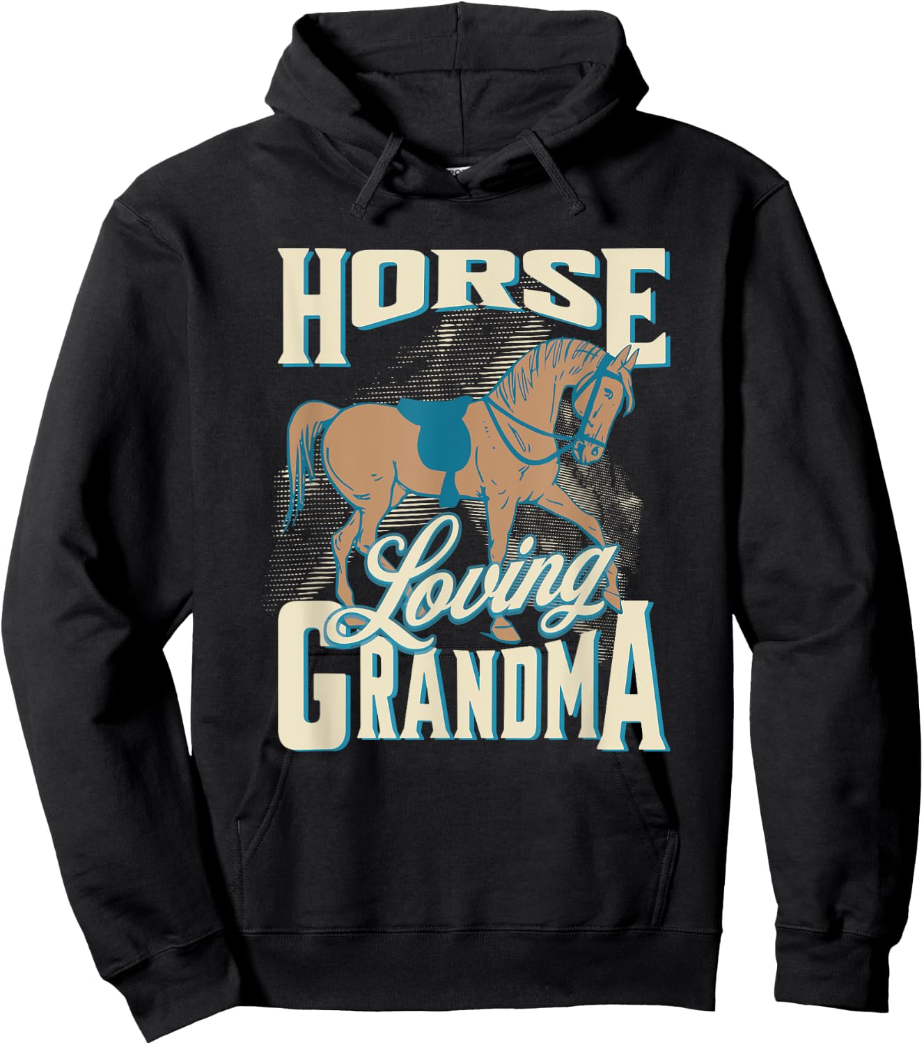 Horse Loving Grandma Grandmother Design Hoodie - Hoodie | Black