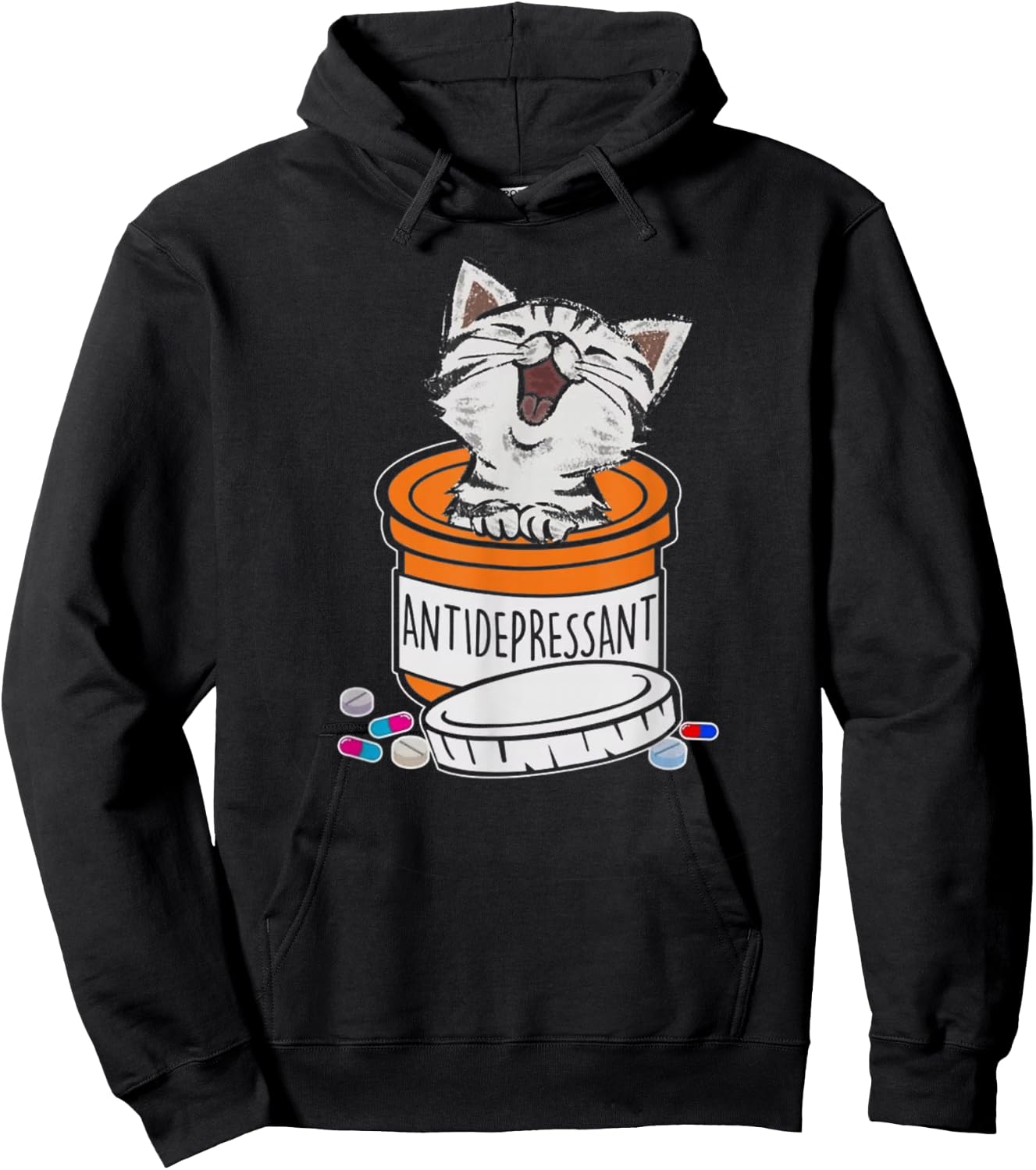 Cute Kitten Antidepressant Cat Funny Cat Hoodie - Hoodie | Black