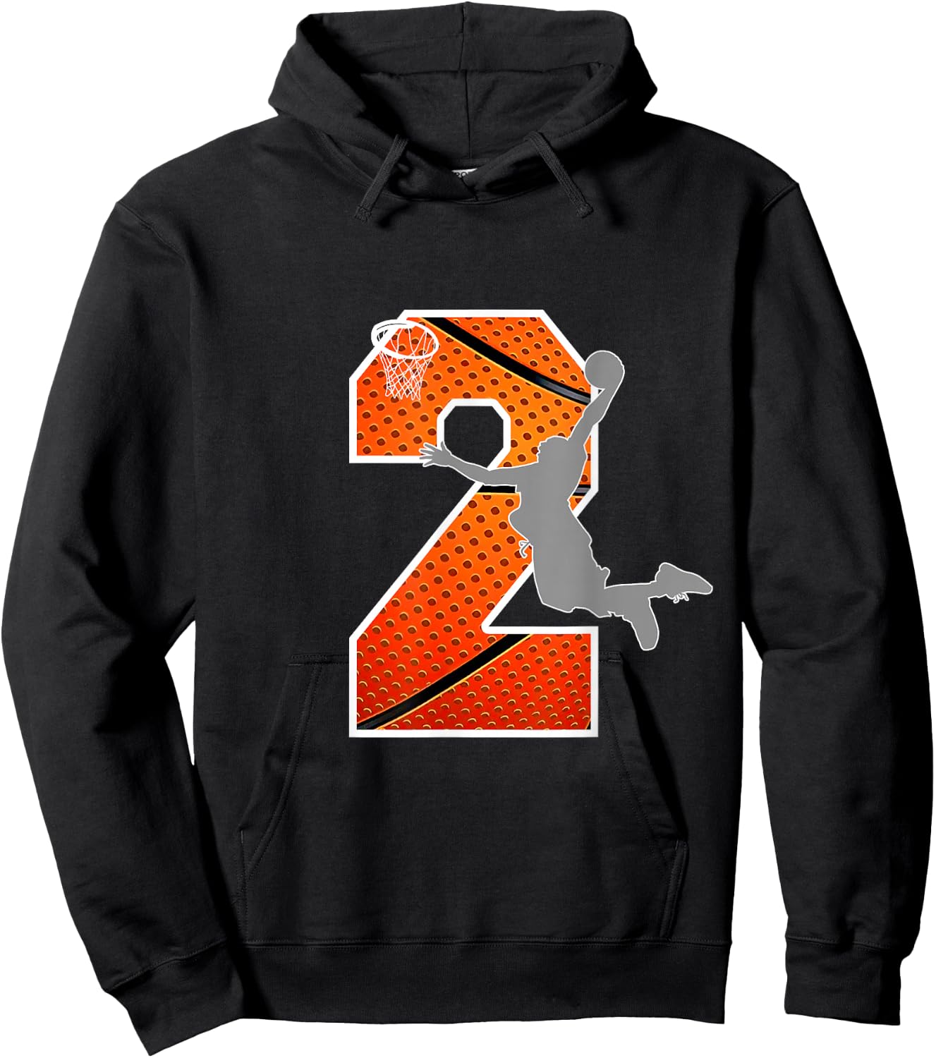 Kids 2 Years Old 2nd Basketball Birthday Party Boys Girls Hoodie - Hoodie | Black