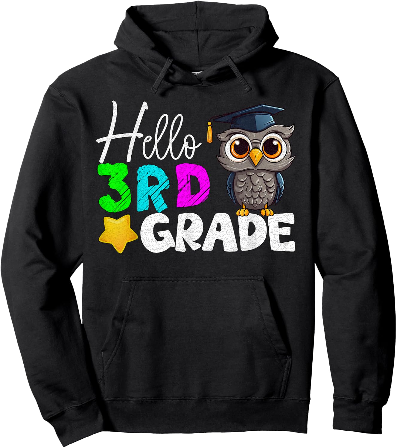 Hello 3rd Grade Third Grade Owl Back to School Kid Teacher Hoodie - Hoodie | Black