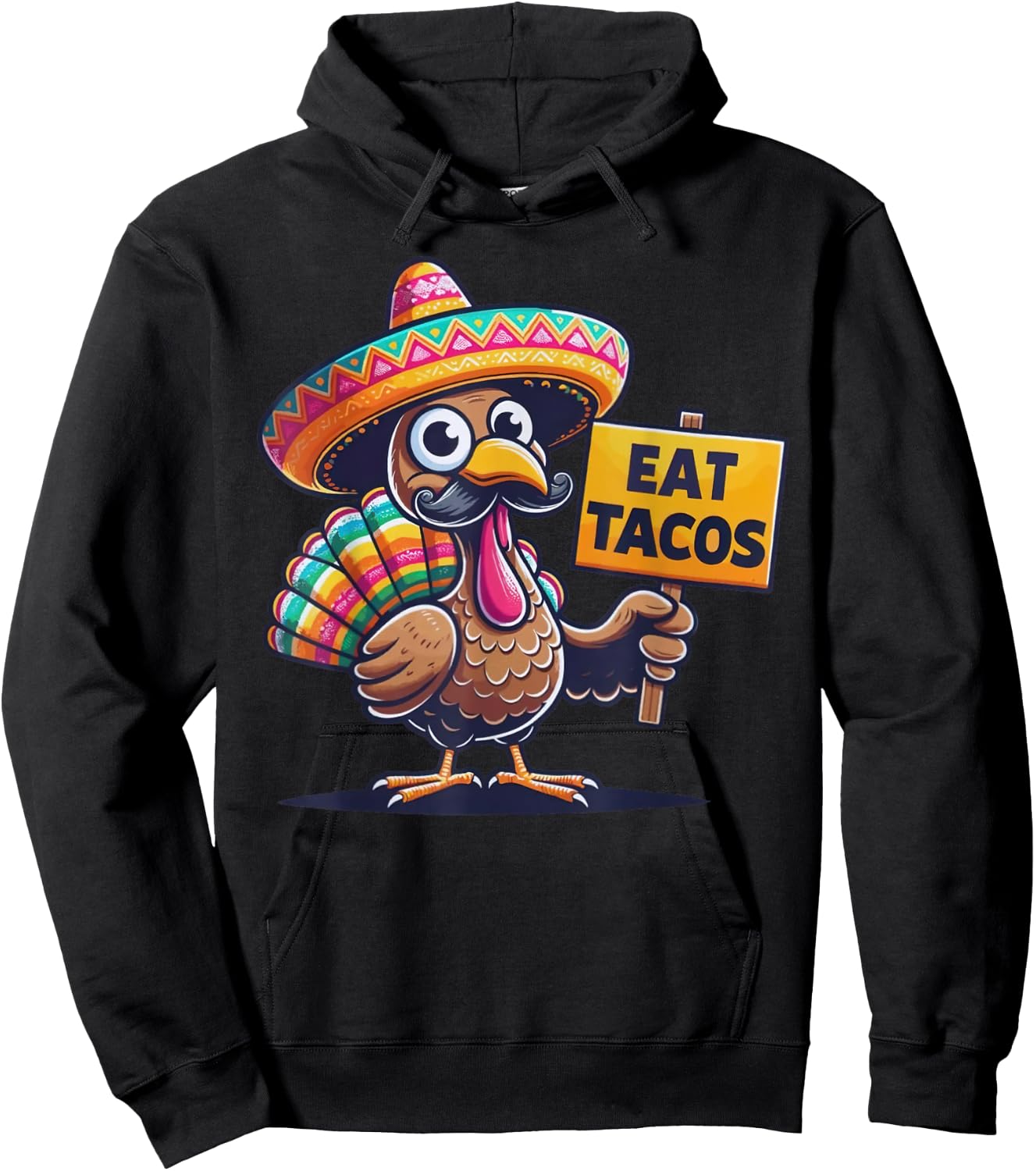 Funny Mexican Thanksgiving Turkey Eat Tacos Hoodie - Hoodie | Black