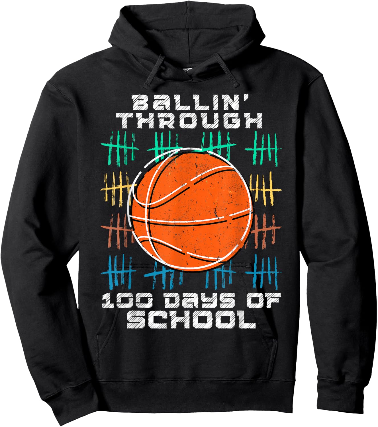 Ballin Through 100 Days Of School 100th Smarter Basketball Hoodie - Hoodie | Black