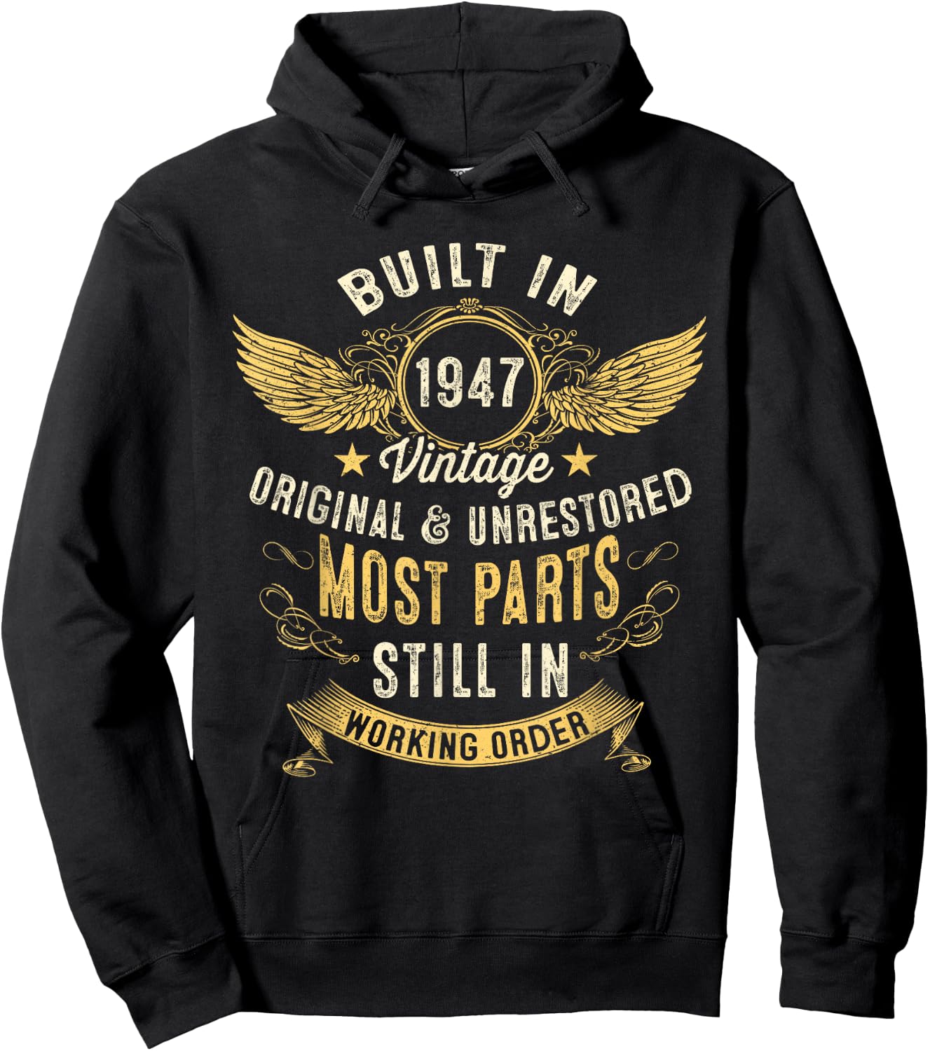 Vintage Built In 1947 The Forties 40s Funny 75th Birthday Hoodie - Hoodie | Black